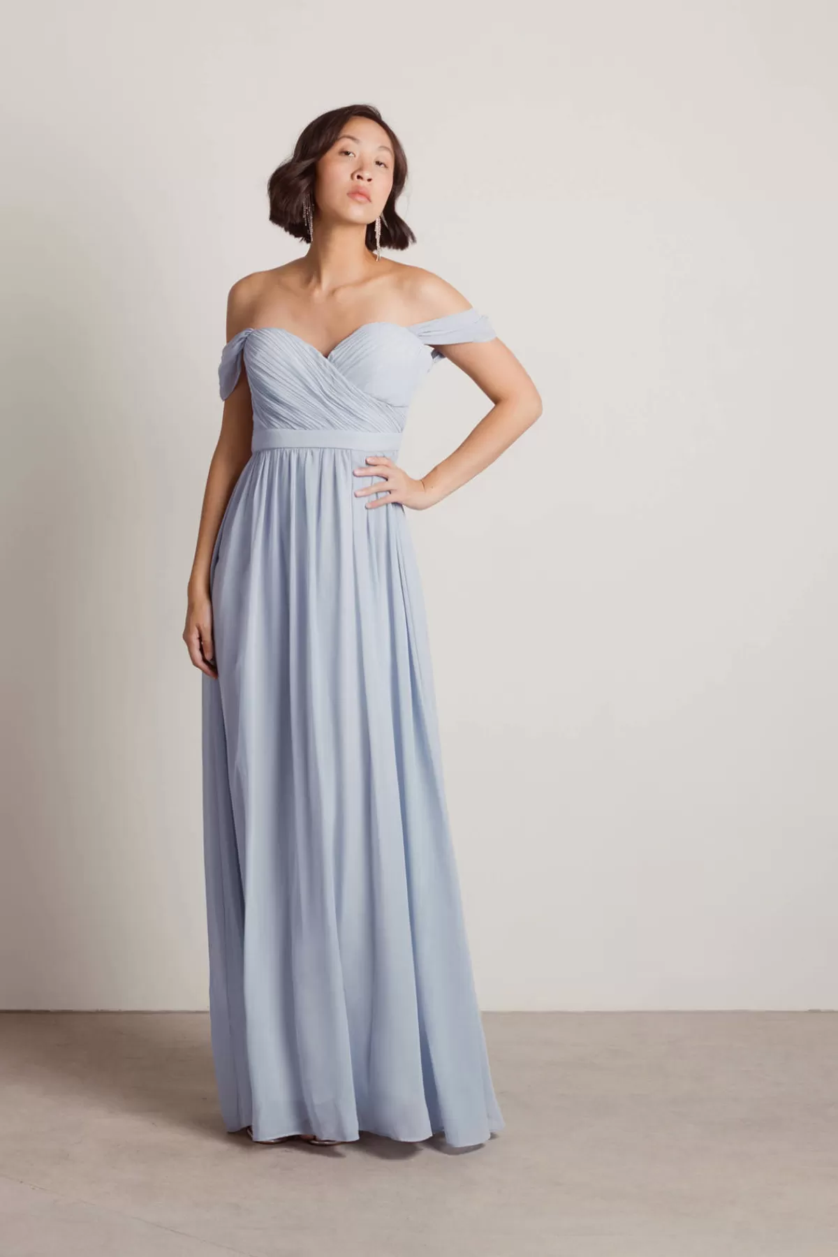 Tobi Adrienne Off The Shoulder Sweetheart Maxi Dress - Ivory* Chiffon Bridesmaid Dresses | Long Formal Dresses