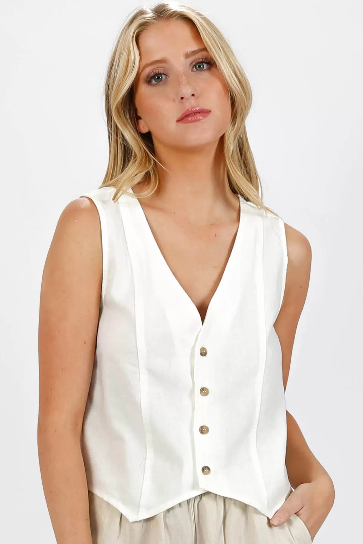 Tobi Aires Linen Vest - * 4Th Of July Fashion | Vacation Shop