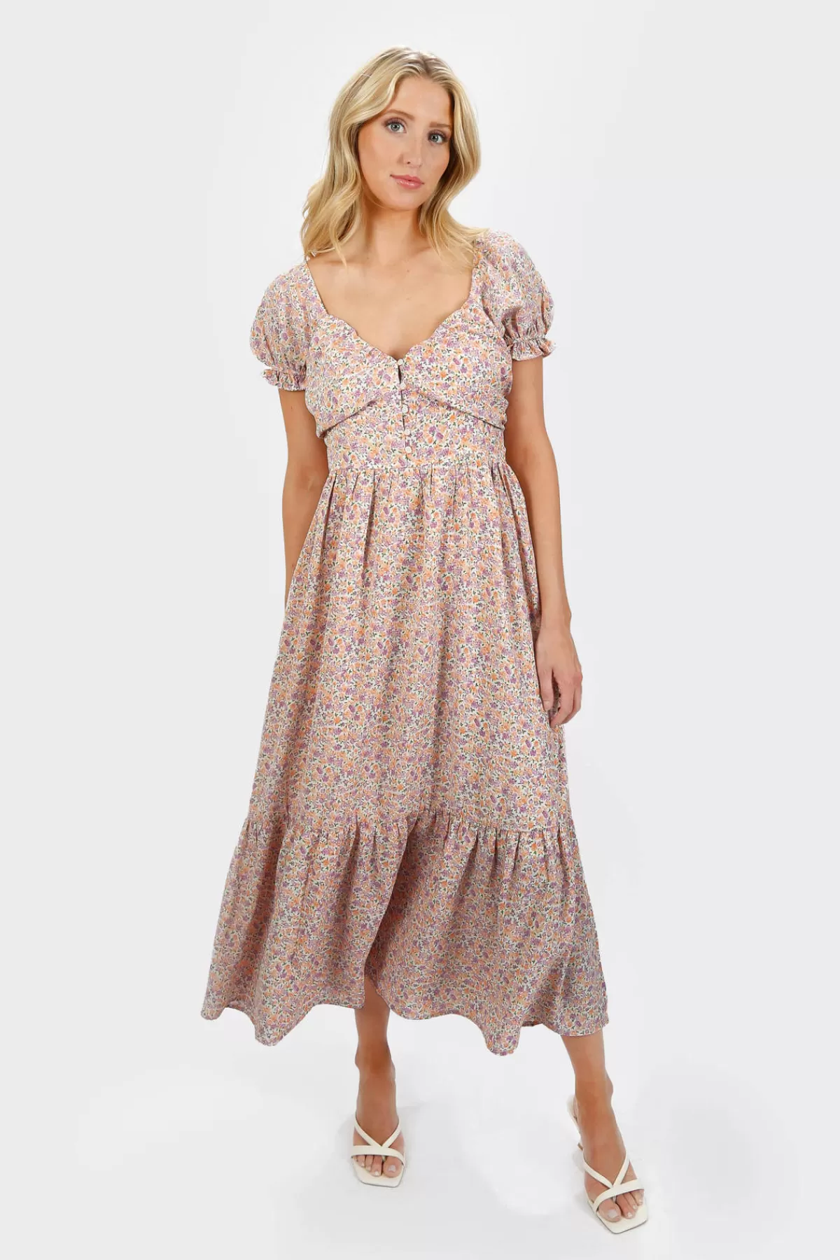 Tobi Alaia Floral Puff Sleeve Maxi Dress - * Bump Friendly Dresses | Vacation Shop