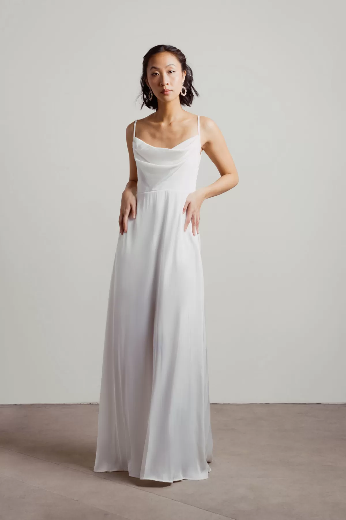 Tobi Alessandra Ivory Cowl Neck Satin Maxi Dress* Satin Bridesmaid Dresses | Reception Dresses