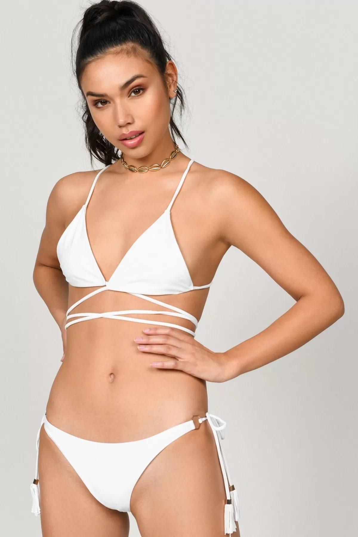 Tobi All I Have Side Ties Bikini Bottom - White* Resort Wear | Bikinis