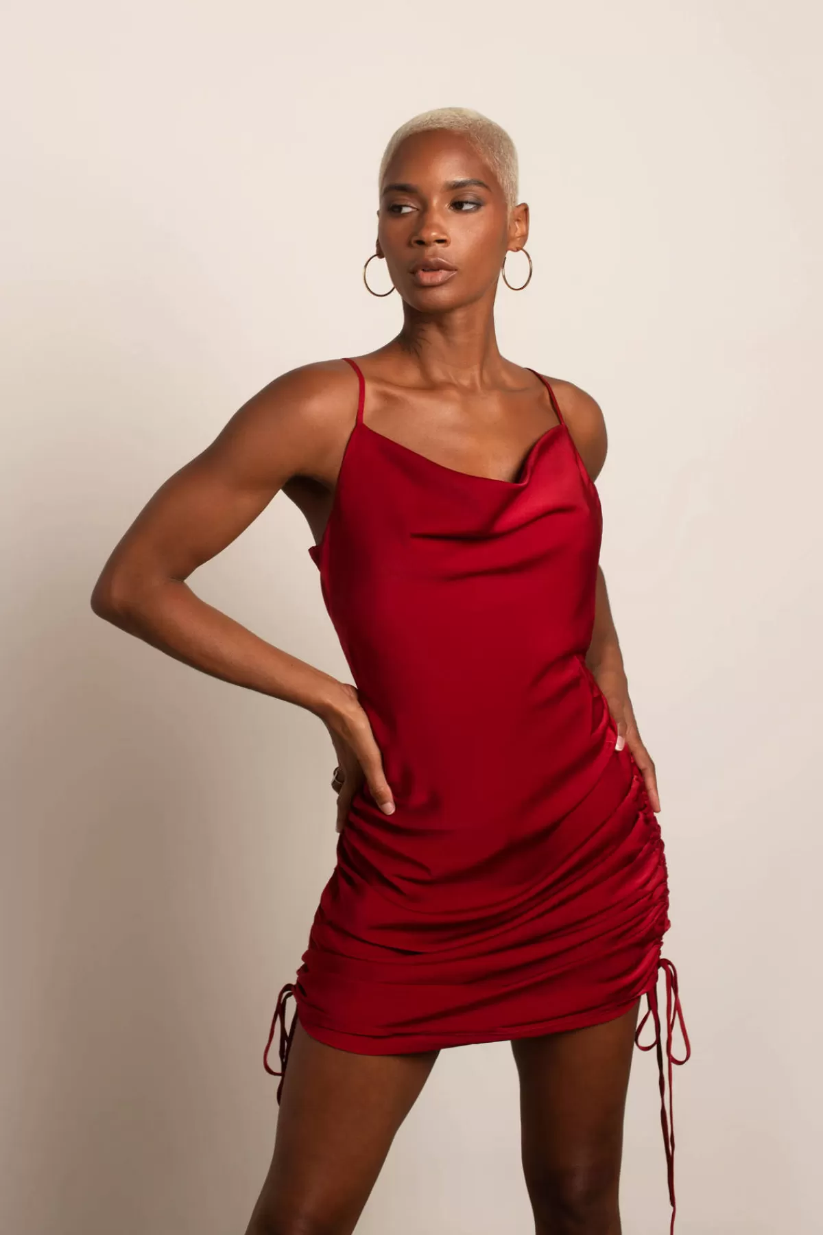 Tobi All In Time Satin Cowl Neck Mini Dress - Cranberry* Summer Wedding Guest Dresses | Casual Wedding Guest Dresses