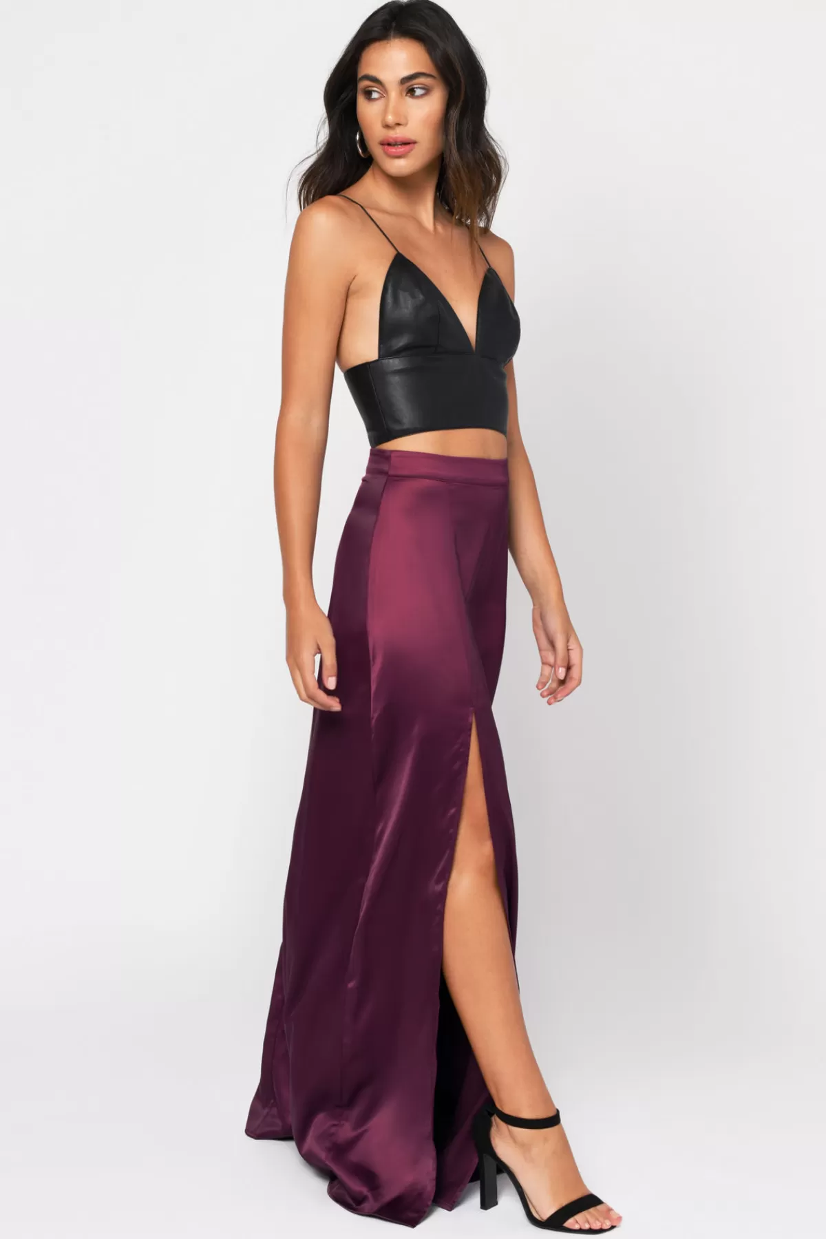 Tobi All Of Me High Slit Maxi Skirt - Wine* Halloween Outfits | Going Out Outfits