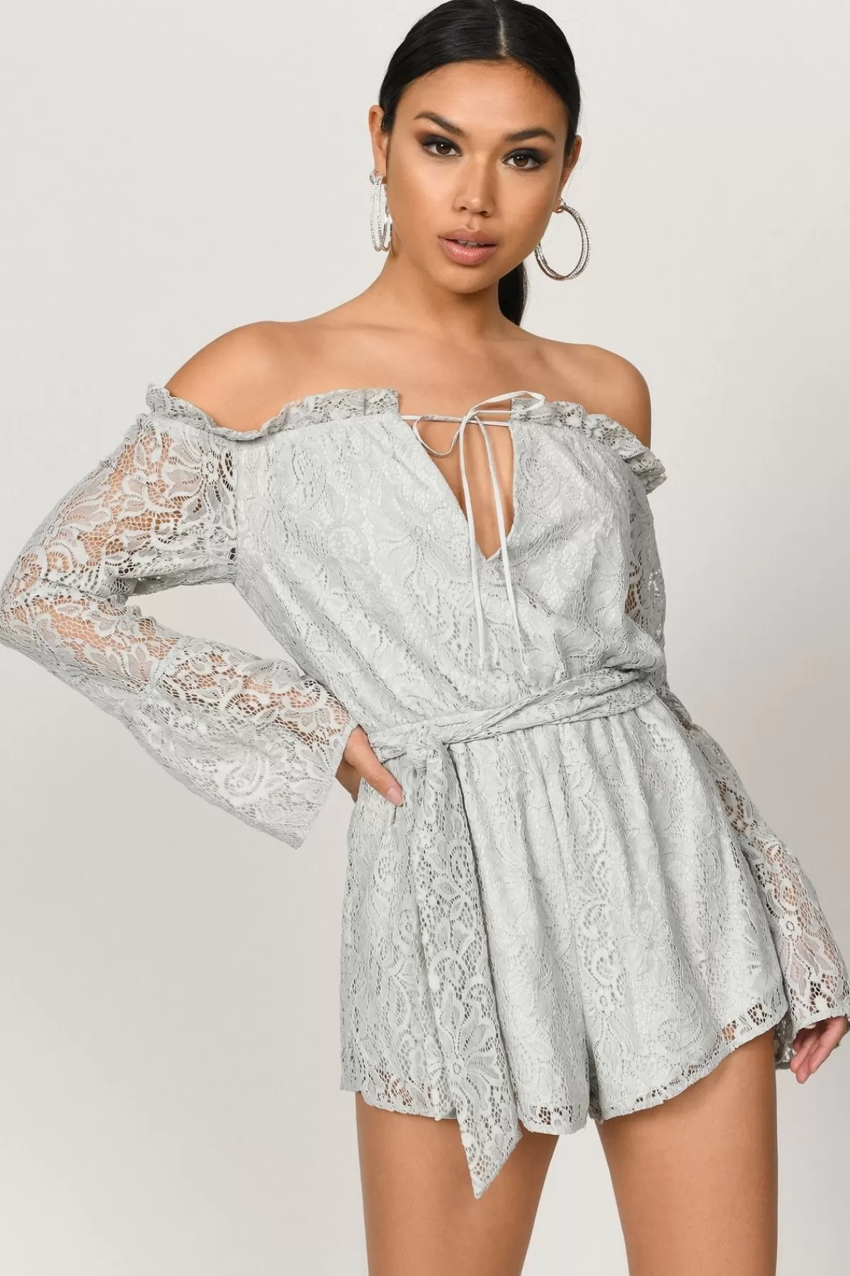 Tobi All Yours Off The Shoulder Romper - Dusty Mint* Concert Outfits | Concert Outfits