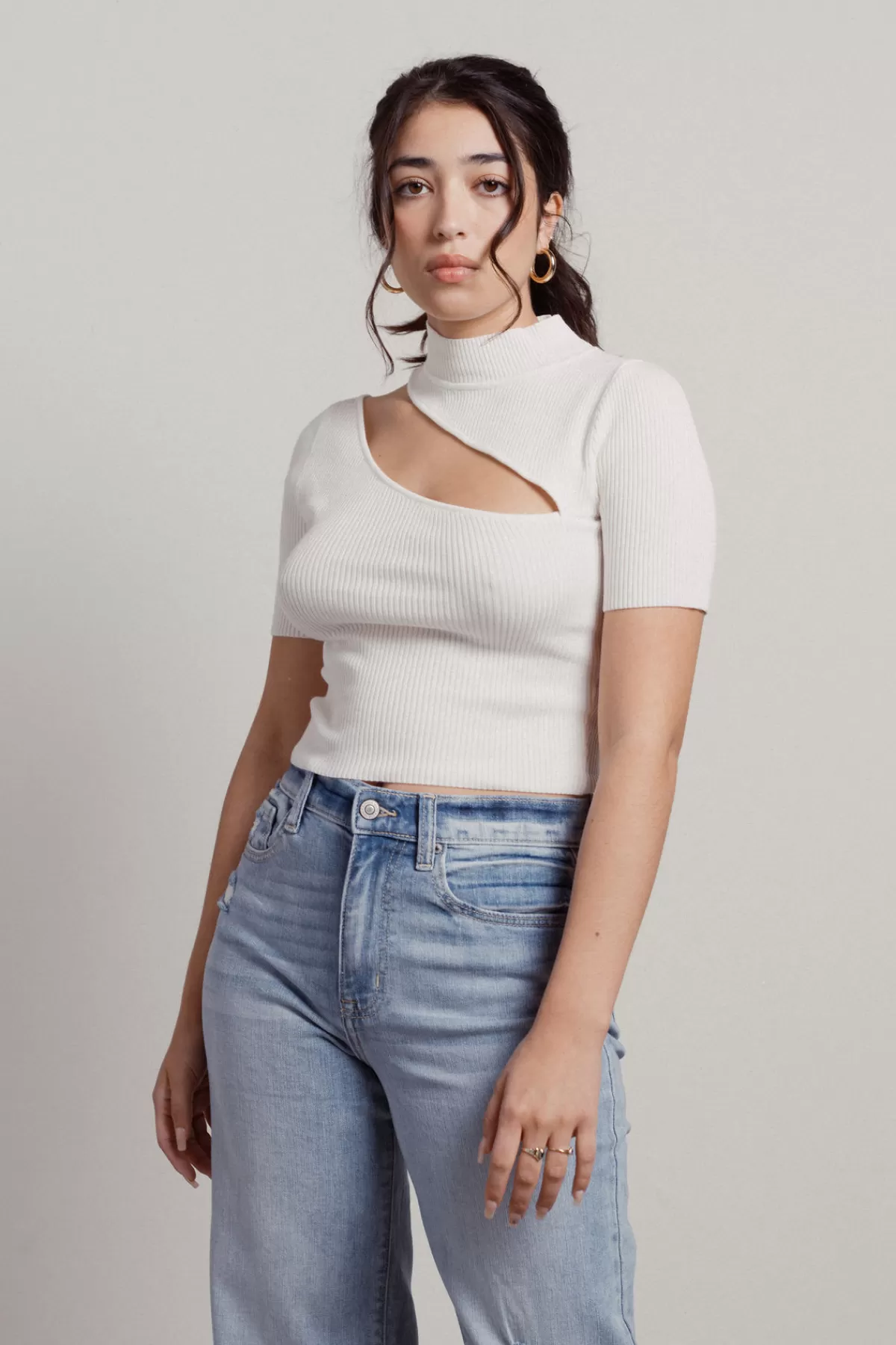 Tobi Alyah Cutout Sweater Top - White* Night Club Outfits | Going Out Tops