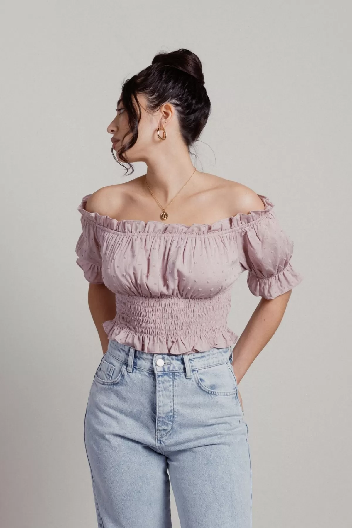 Tobi Amalie Crop Top - * Puff Sleeve Tops | Pink Tops