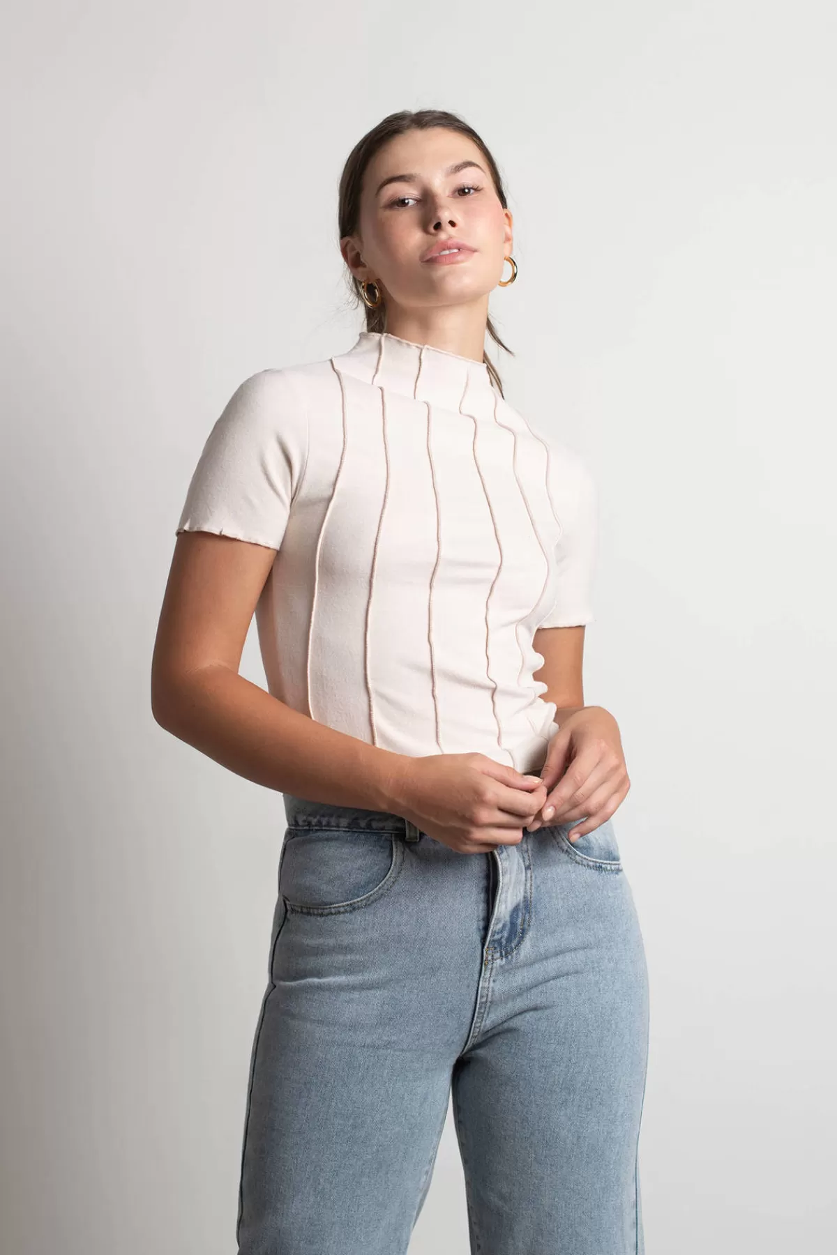 Tobi Amara Exposed Stitch Top - Nude* Holiday Gift Guide | Tees