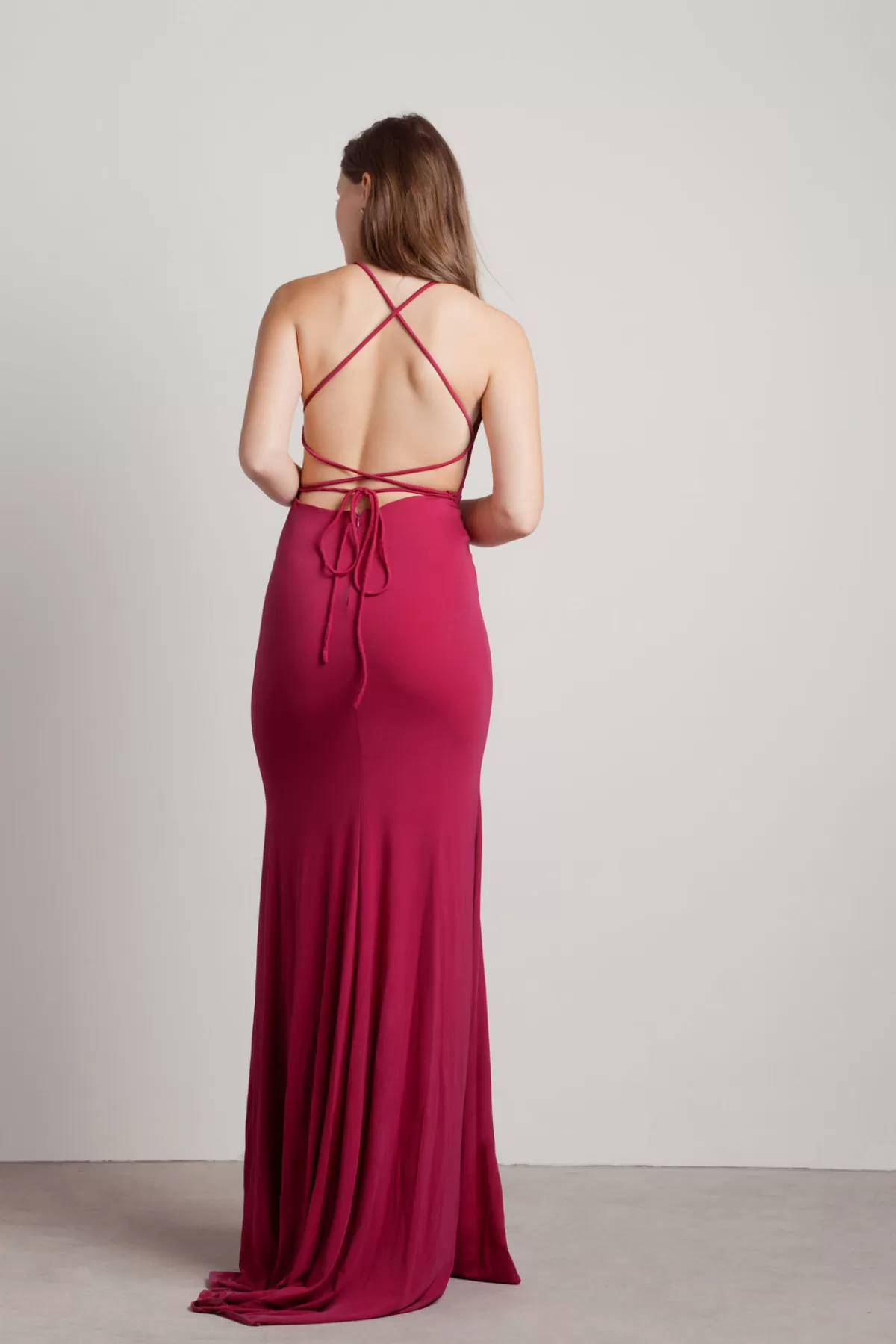 Tobi Another Night Out Halter Cross Back Maxi Dress - Magenta* Mother Of The Bride Groom Dresses | Fall Wedding Guest Dresses