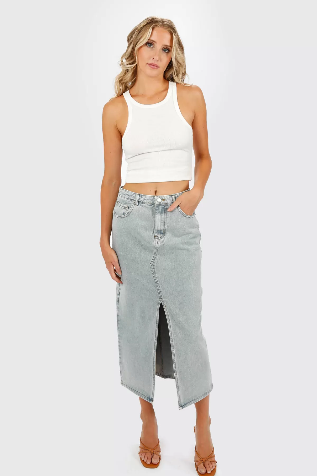 Tobi Aubrie Denim Maxi Skirt - * 4Th Of July Fashion | Vacation Shop