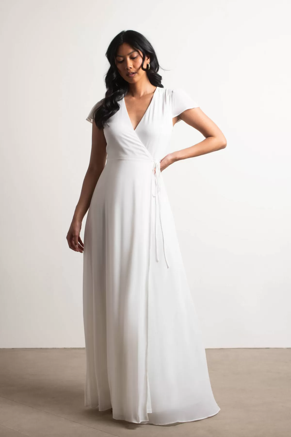 Tobi Be True Chiffon Wrap Maxi Dress - Ivory* Bump Friendly Dresses | Grandmother Of The Bride Dresses