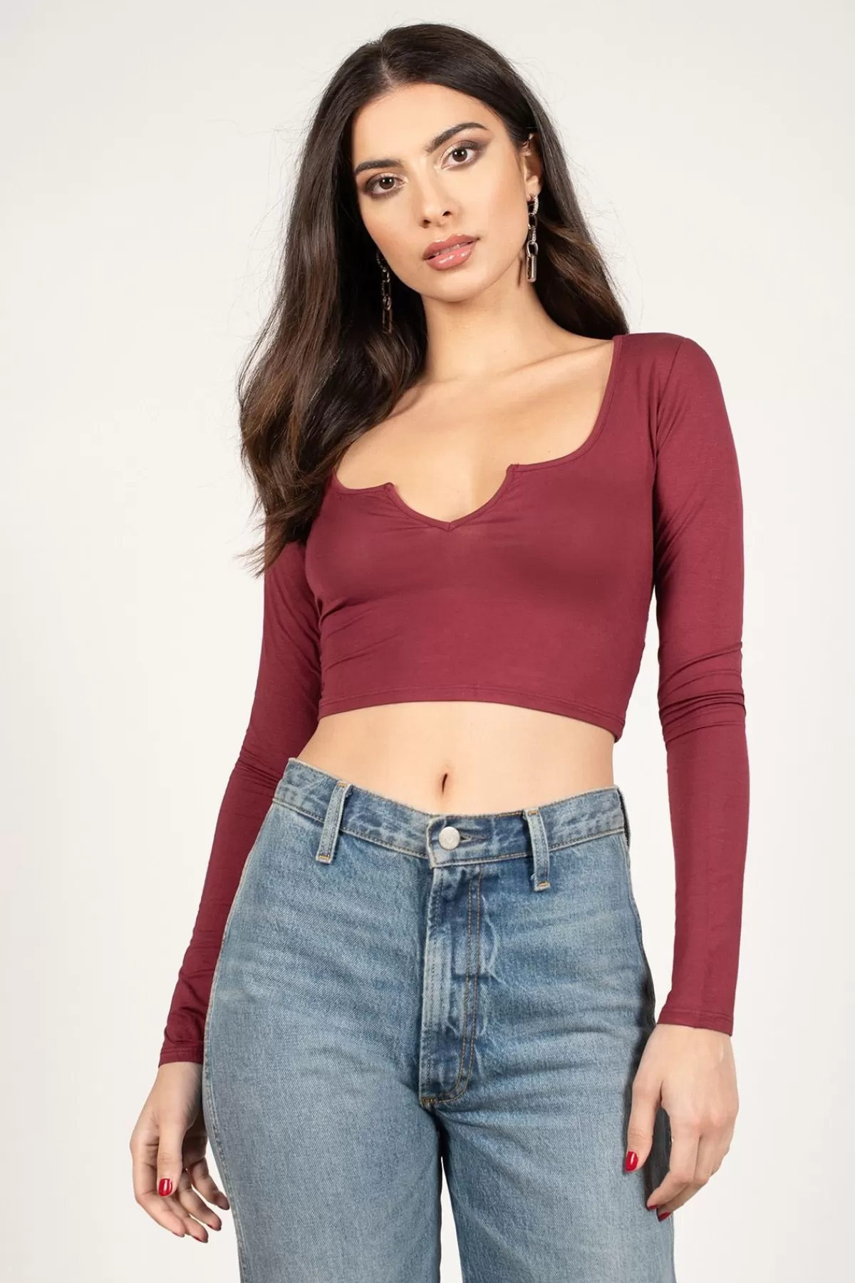 Tobi Bear With Me Crop Top - * Red Tops | Long Sleeve Tops