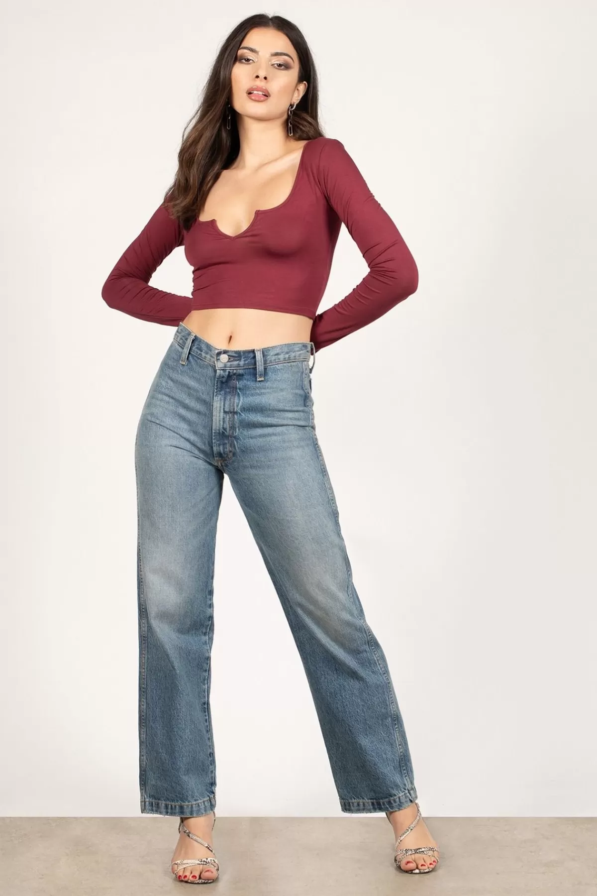 Tobi Bear With Me Crop Top - * Red Tops | Long Sleeve Tops