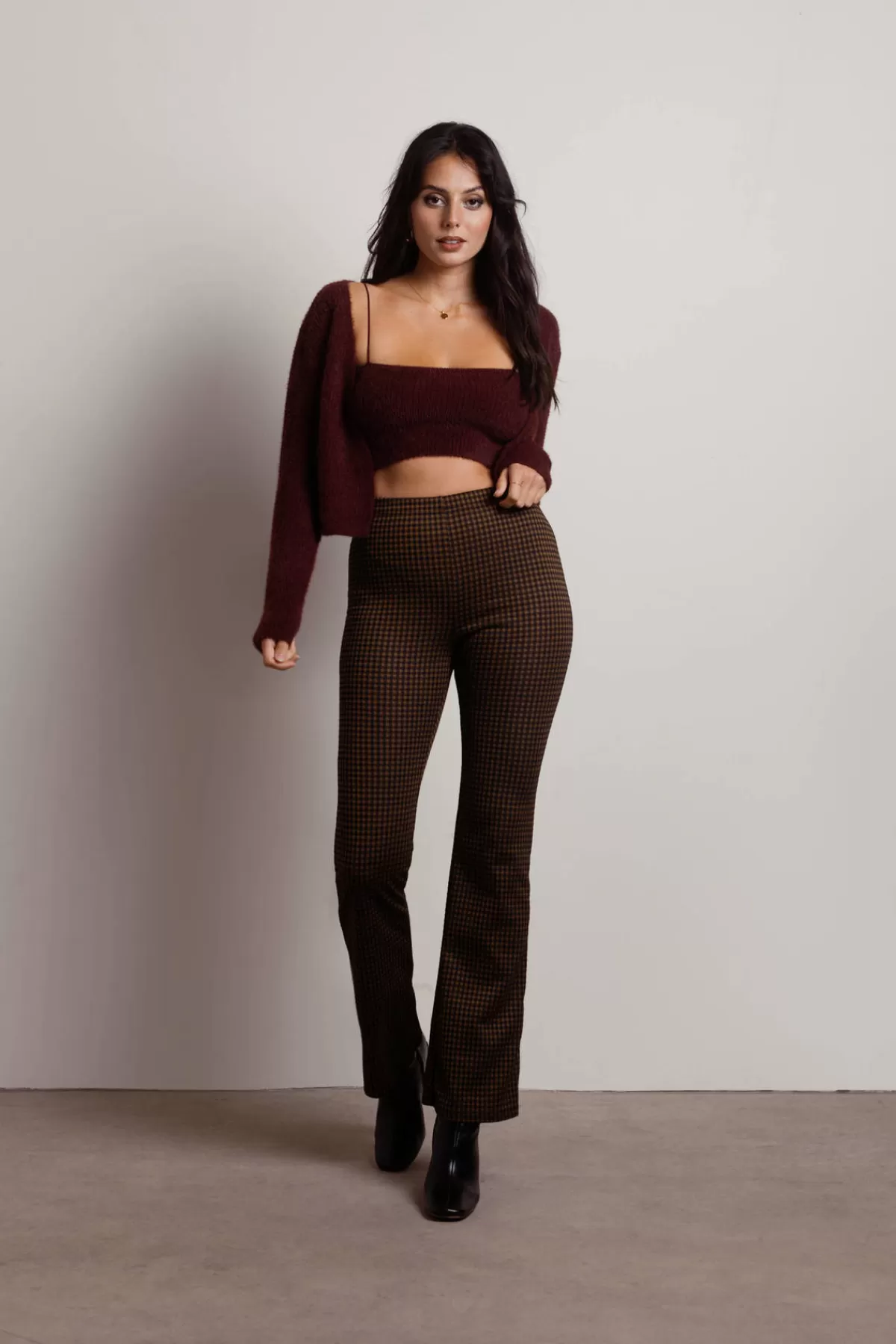 Tobi Beatrice Fuzzy Crop Top And Cardigan Set - Black* Holiday Gift Guide | Camis & Tanks