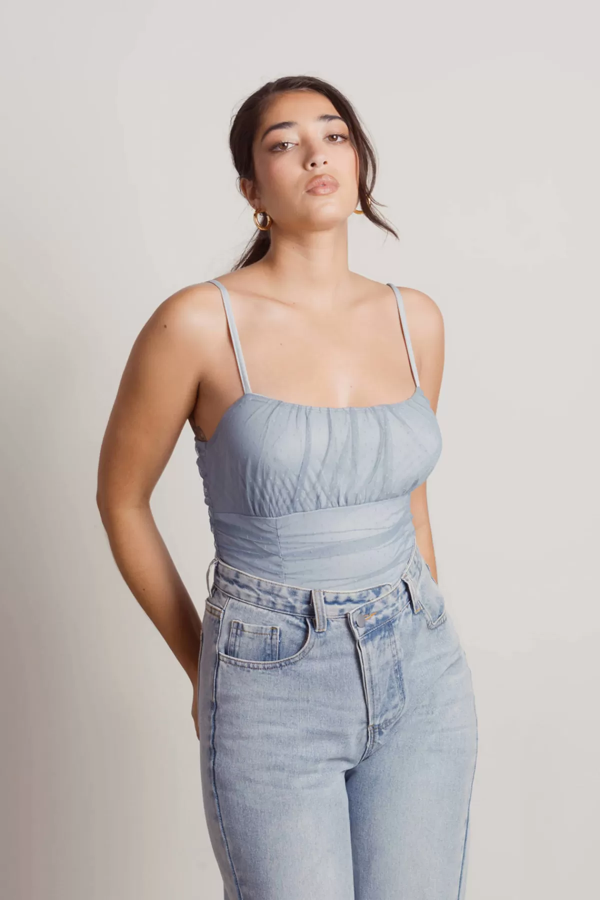 Tobi Believe Me Mesh Bodysuit - Light Blue* Mesh Tops | Bodysuits