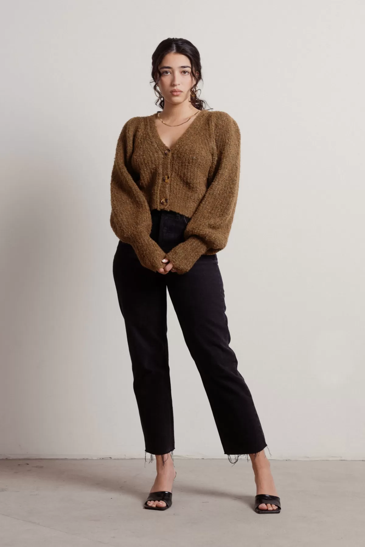 Tobi Caffeine Addict Balloon Sleeve Cardigan - * Long Sleeve Tops | Sweaters & Cardigans