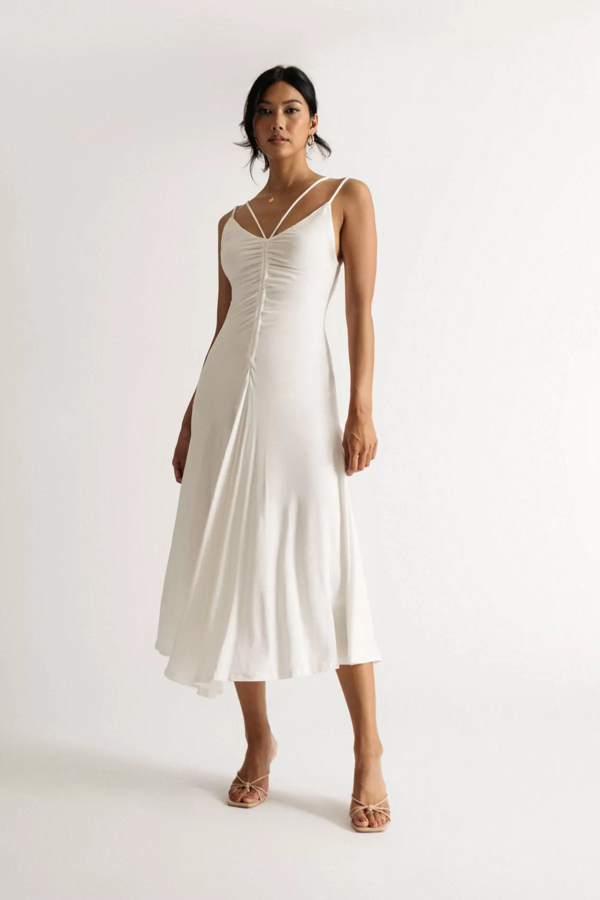 Tobi Calliope Ruched Multi Strap Midi Dress - * Honeymoon Outfits | Rehearsal Dinner Dresses