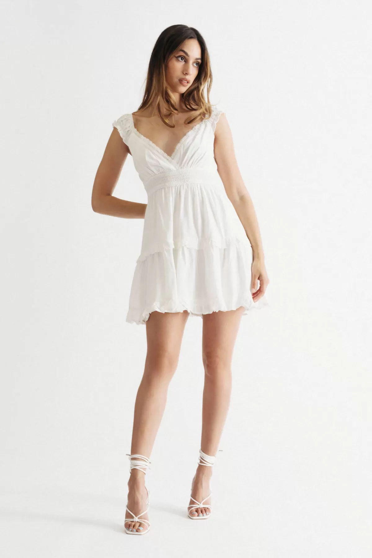 Tobi Camellia Ruffle Tiered Skater Mini Dress* Honeymoon Outfits | Bump Friendly Dresses