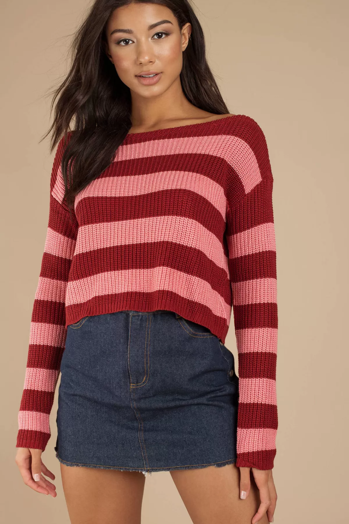 Tobi Caroline Striped Sweater - * Red Tops