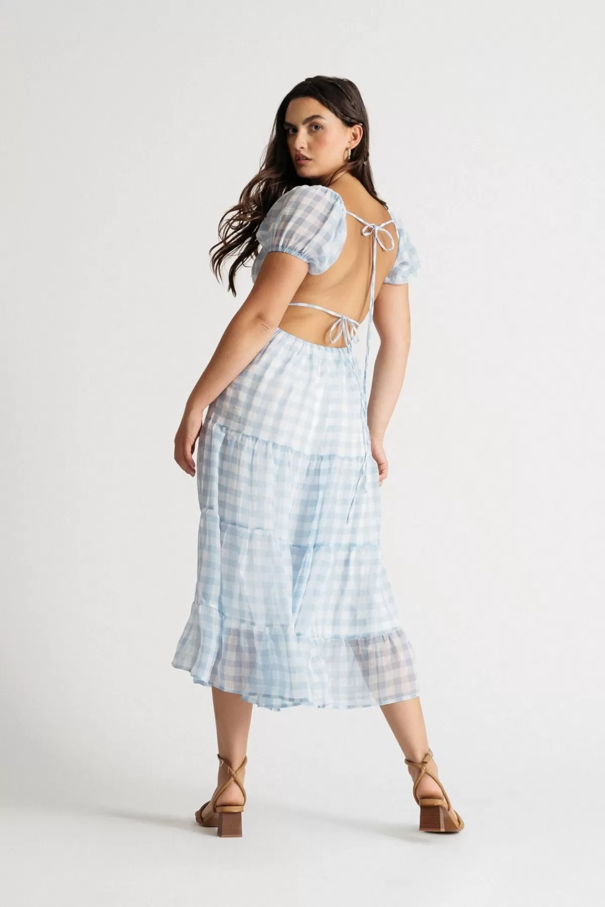 Tobi Charlotte Gingham Open Back Midi Dress - * Bump Friendly Dresses | Beach Dresses