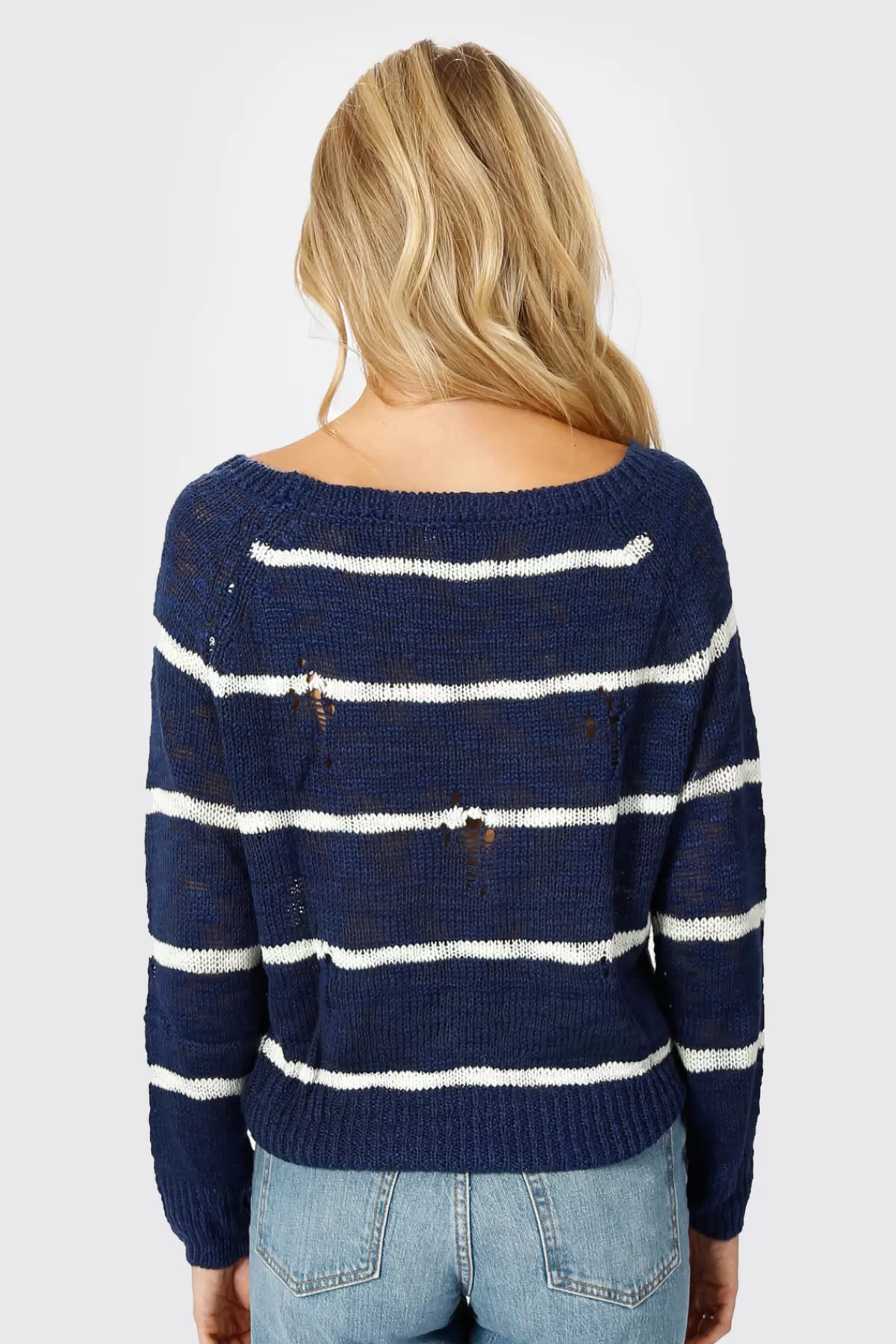 Tobi College Ruled Distressed Sweater - * Long Sleeve Tops | Sweaters & Cardigans