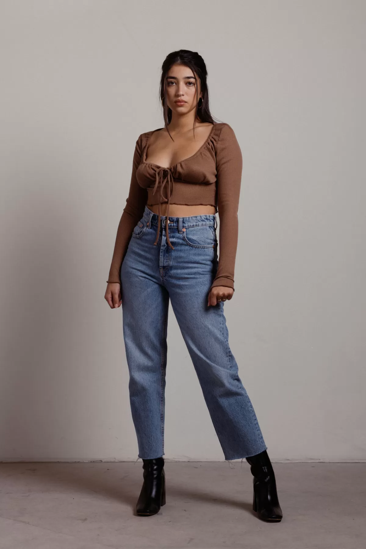 Tobi Cosi Waffle Crop Top - * Long Sleeve Tops