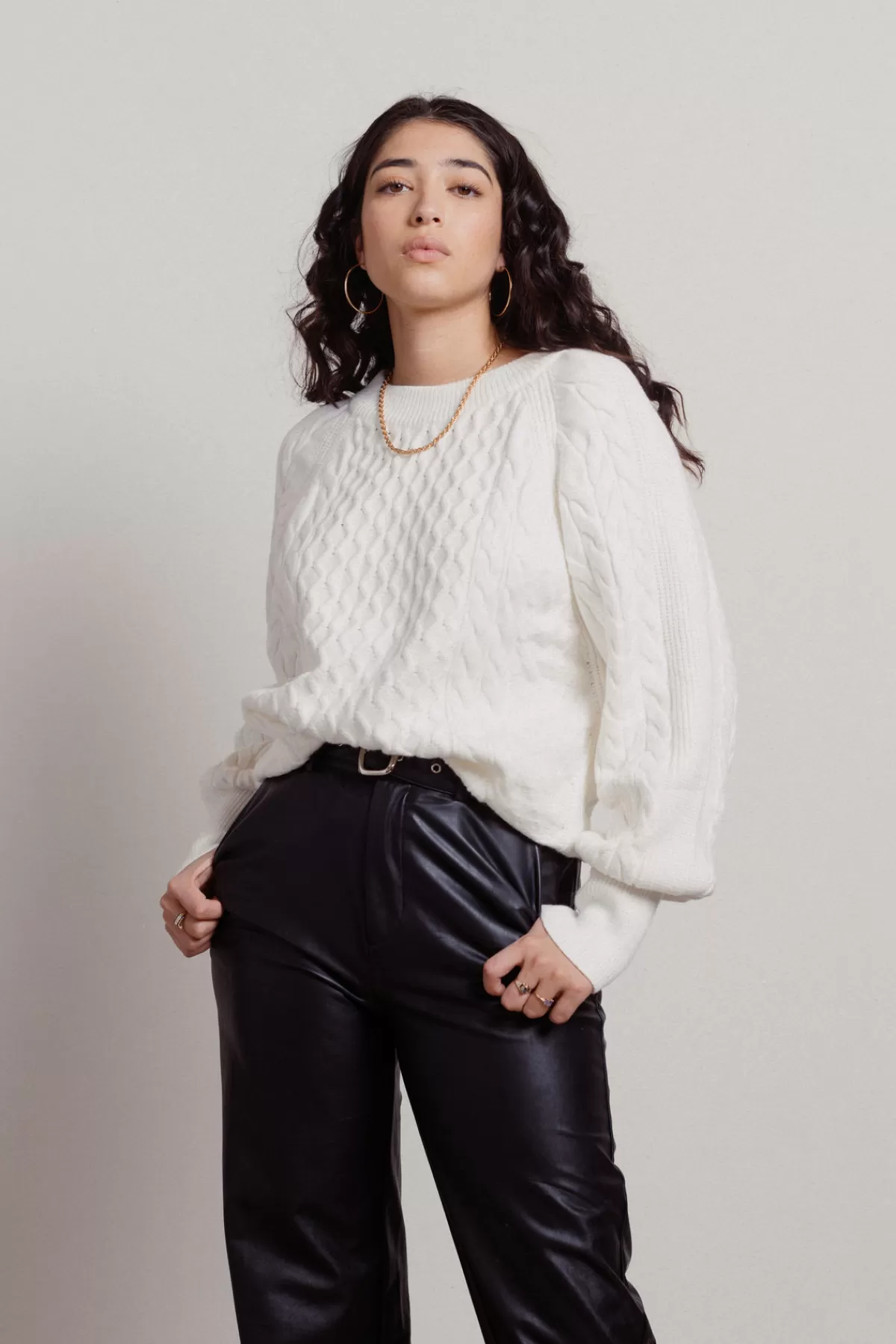 Tobi Cozy Up With Me Cable Knit Sweater - * Long Sleeve Tops