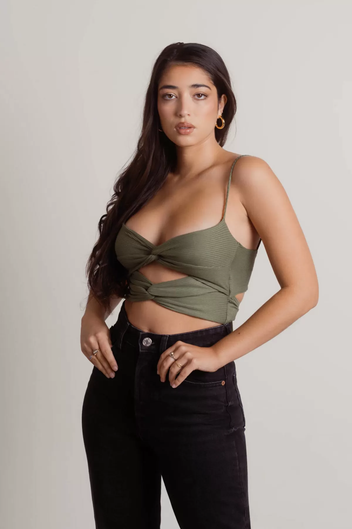 Tobi Crash Into You Crop Top - Olive* Going Out Outfits | Sexy Tops