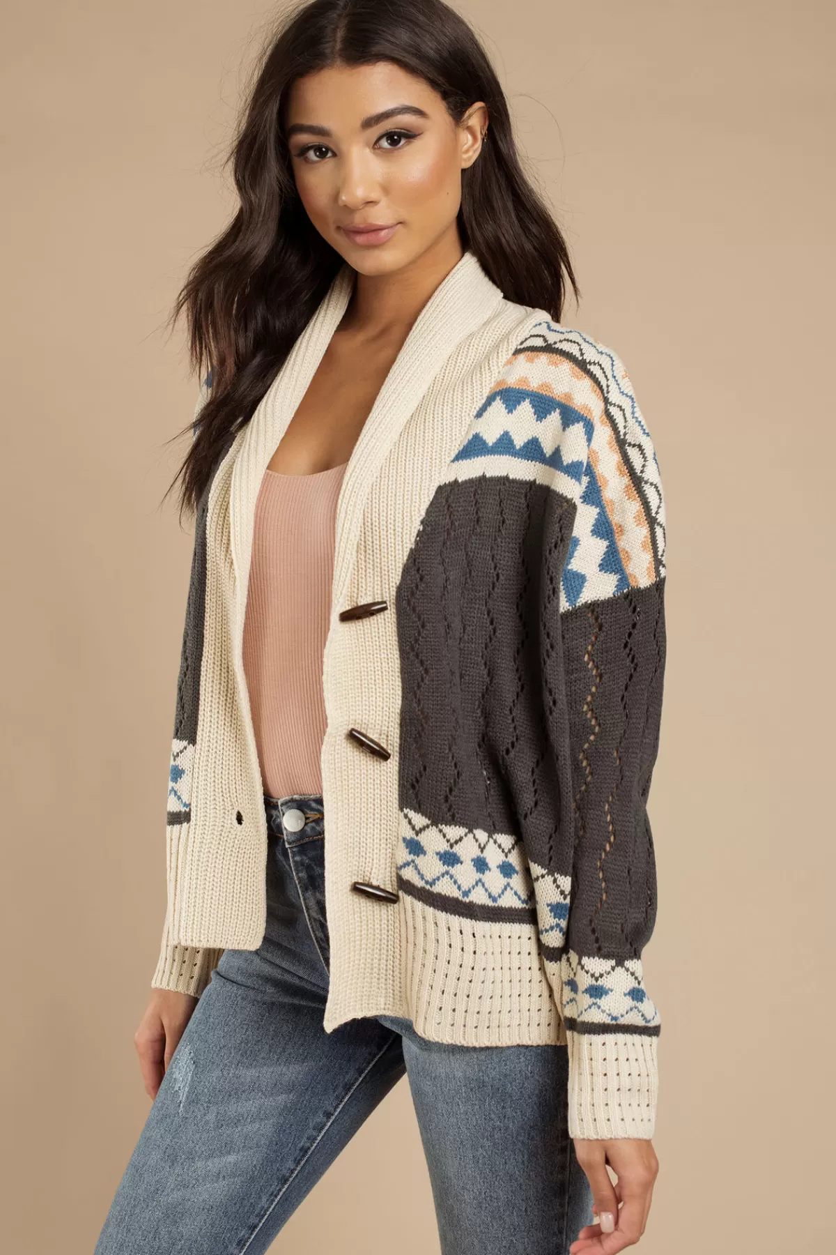 Tobi Crazy In Me Geo Pattern Cardigan - * Long Sleeve Tops | Sweaters & Cardigans