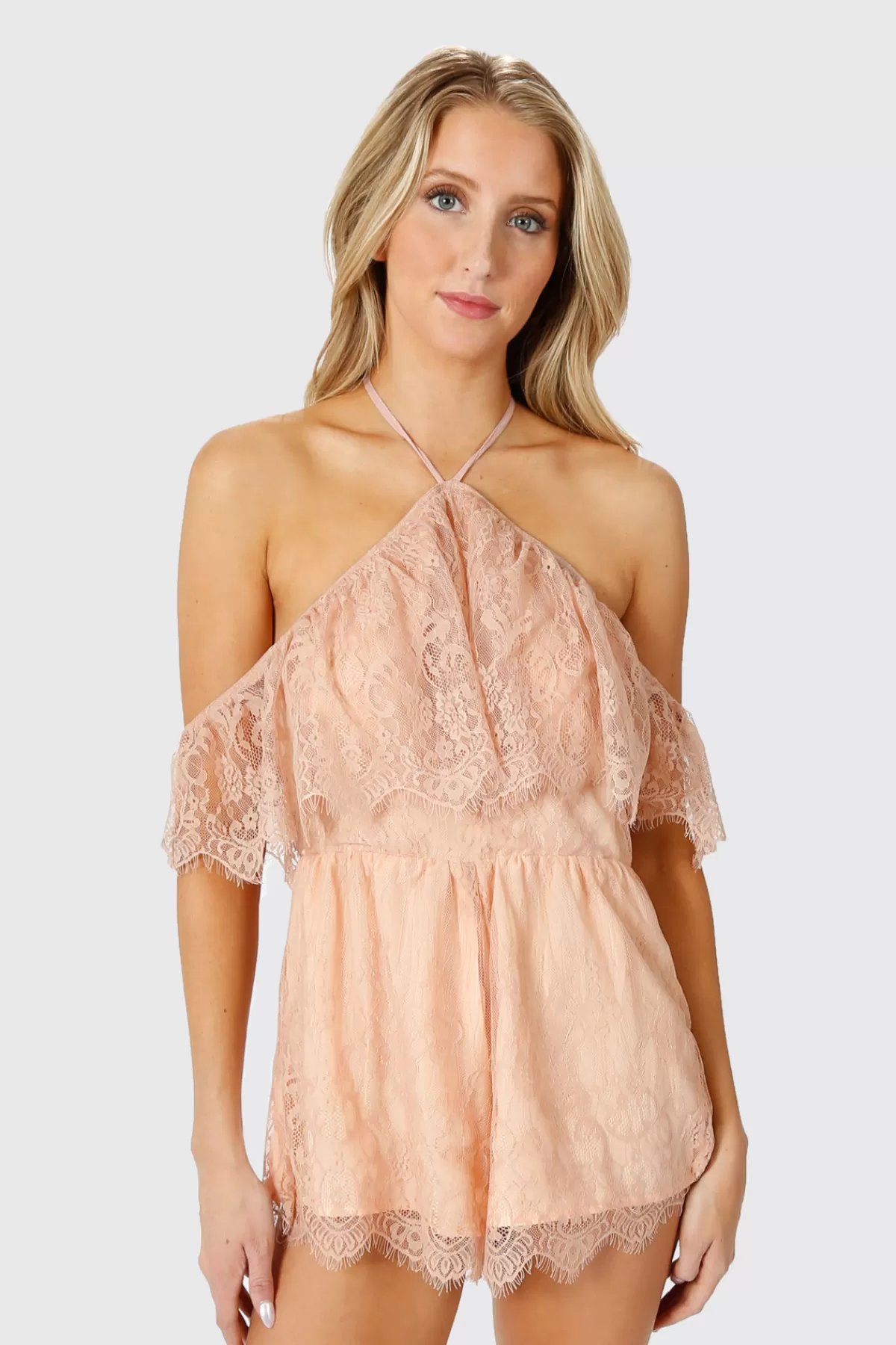 Tobi Cut It Out Lace Romper - Rose* Valentines Day Outfits | Concert Outfits