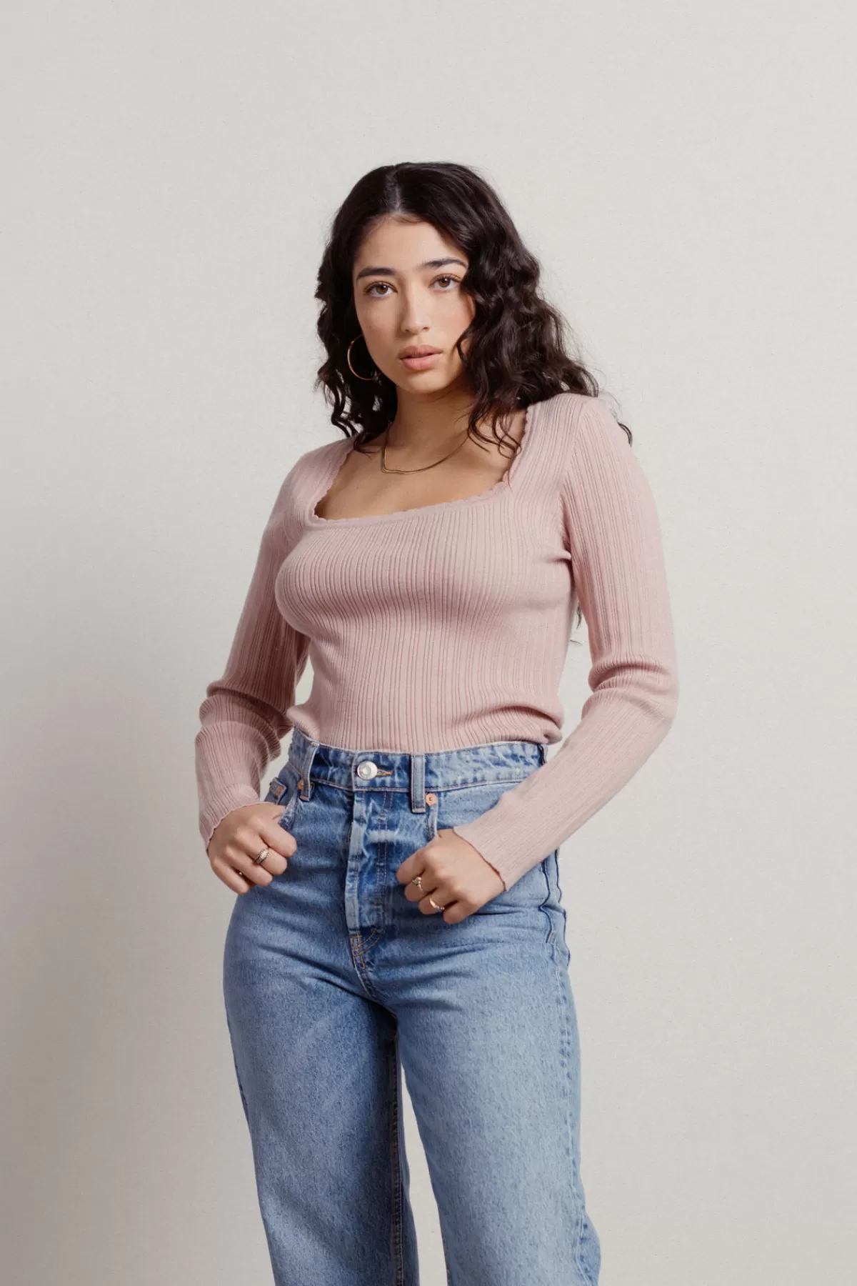 Tobi Dainty Touch Long Sleeve Top - * Airport & Travel Outfits | Pink Tops