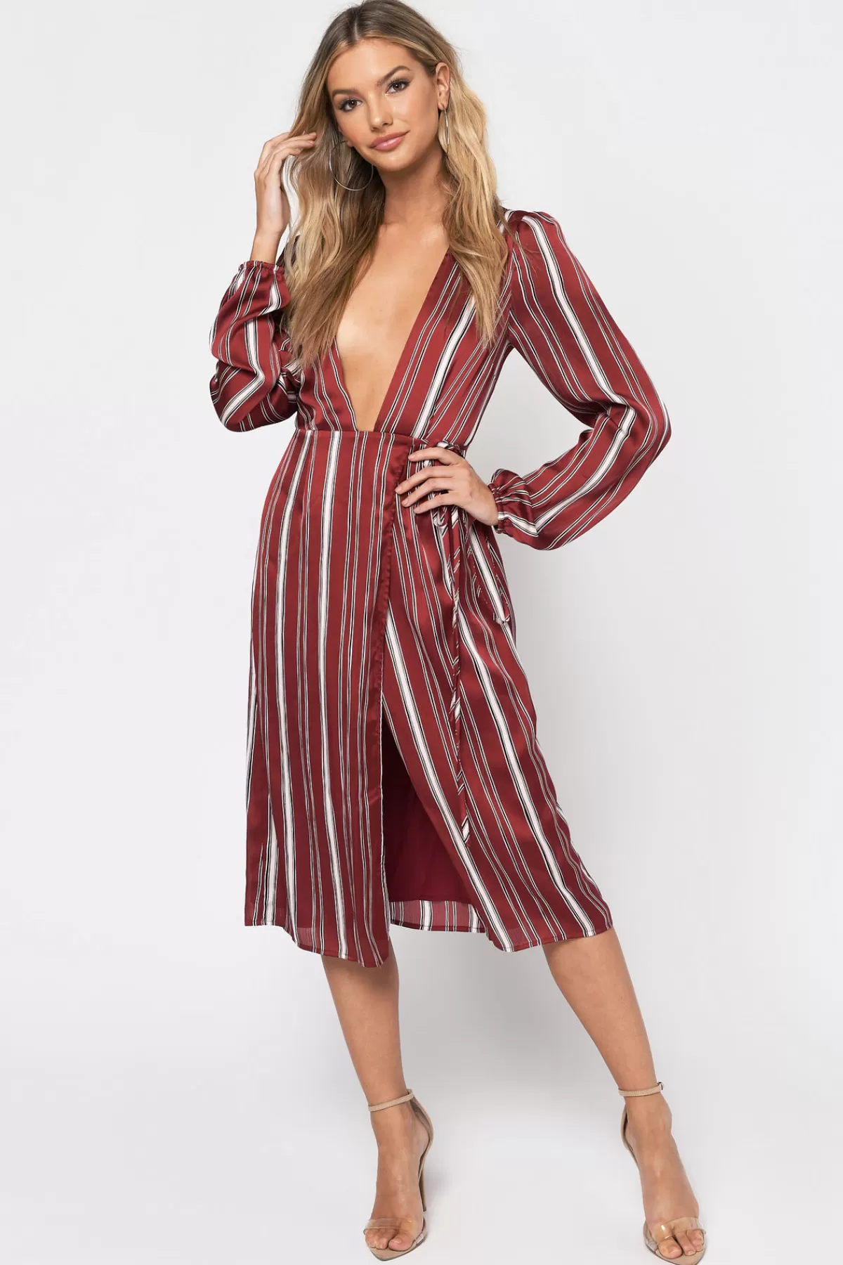 Tobi Don't Leave Plunging Wrap Midi Dress - * Valentines Day Outfits | Halloween Outfits