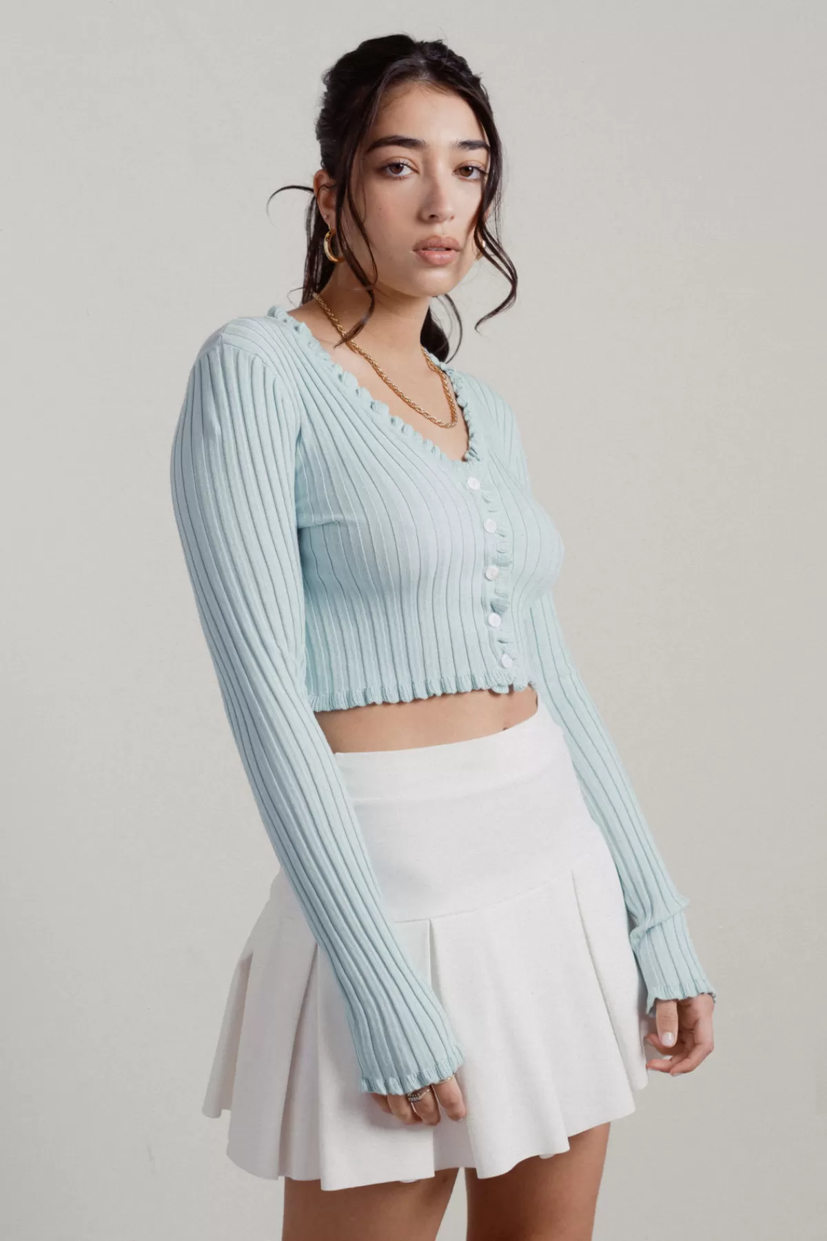 Tobi Dreamy Ruffle Cardigan - * Crop Tops | Sweaters & Cardigans