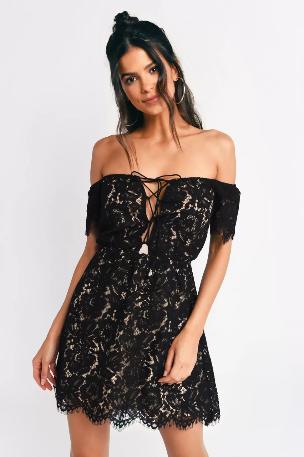 Tobi Eden Lace Off The Shoulder Mini Dress - * Black Wedding Dresses | Summer Wedding Guest Dresses