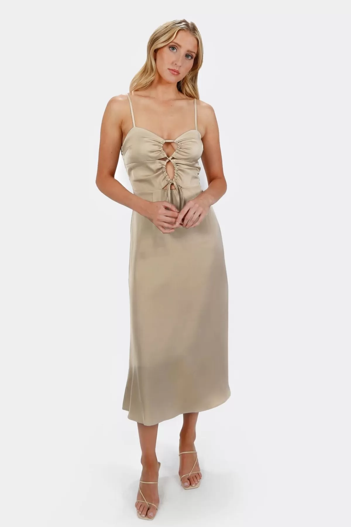 Tobi Ellianne Keyhole Satin Midi Dress - * Wedding Guest Dresses | Semi Formal Dresses