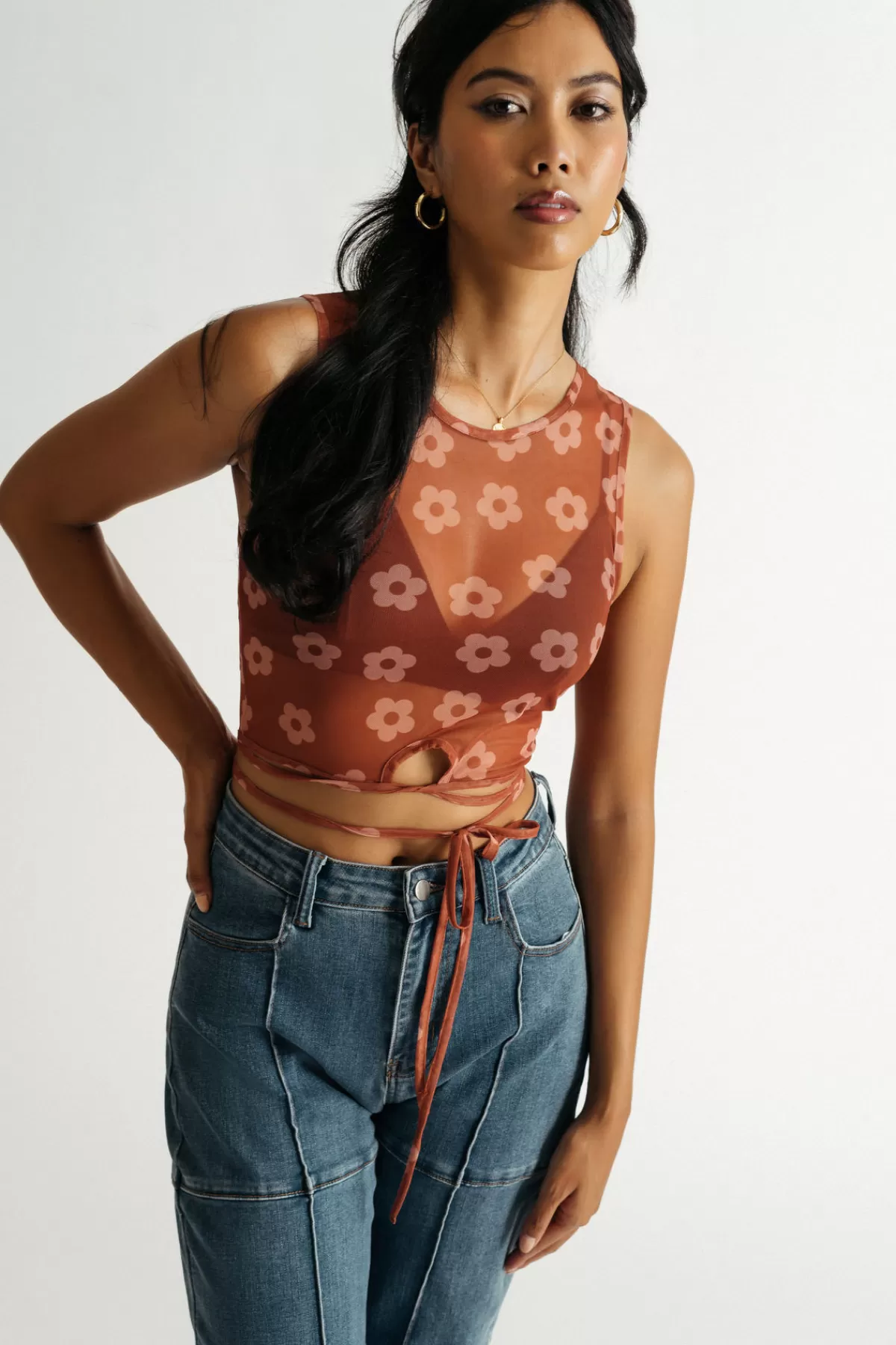 Tobi Emi Crop Top - Ginger* Night Club Outfits | Mesh Tops