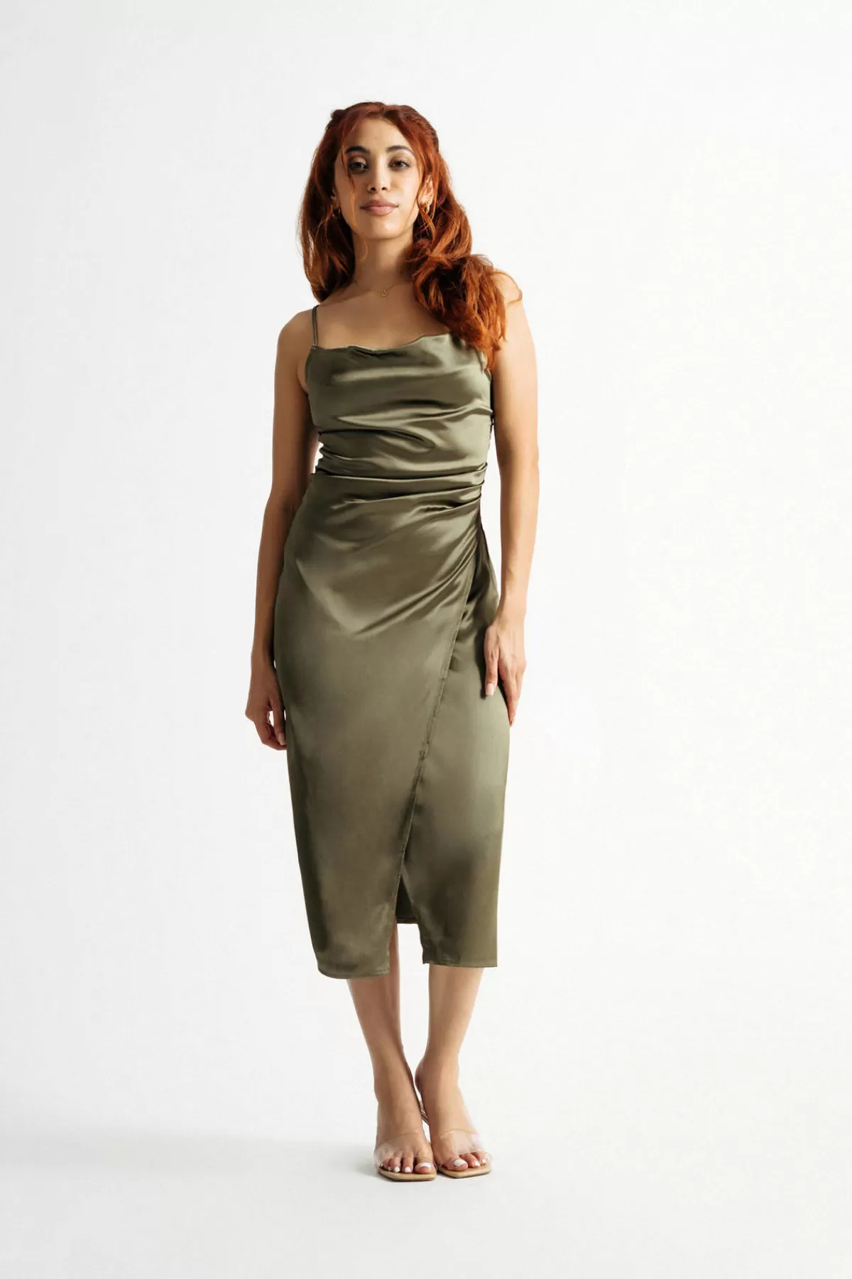 Tobi Emma Satin Cowl Neck Midi Dress - Copper* Satin Bridesmaid Dresses | Mother Of The Bride Groom Dresses