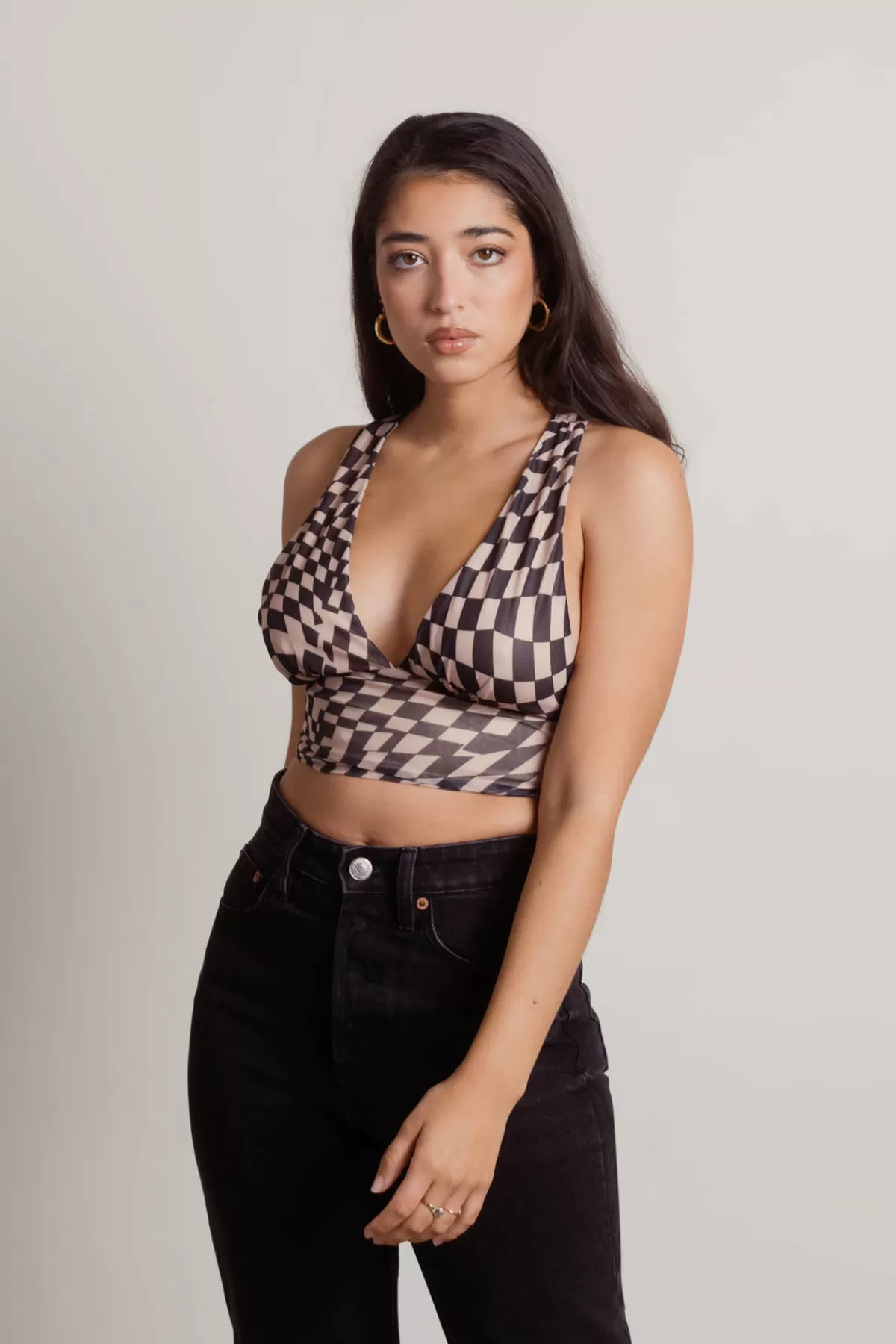 Tobi Fall Off Crop Top - Brown* Night Club Outfits | Mesh Tops