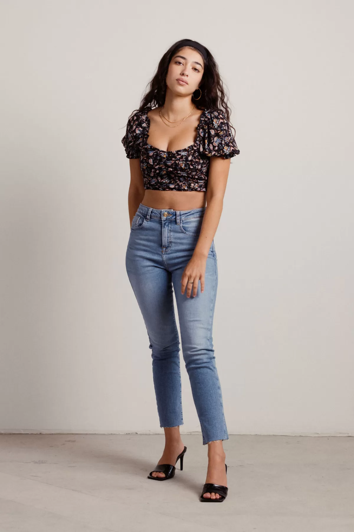 Tobi Falling Petals Crop Top - Black Multi* Valentines Day Outfits | Halloween Outfits