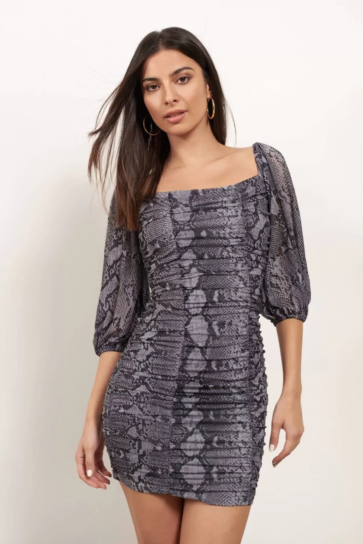 Tobi First Hiss Snake Print Balloon Sleeve Mini Dress - * Bodycon Dresses | Long Sleeve Dresses