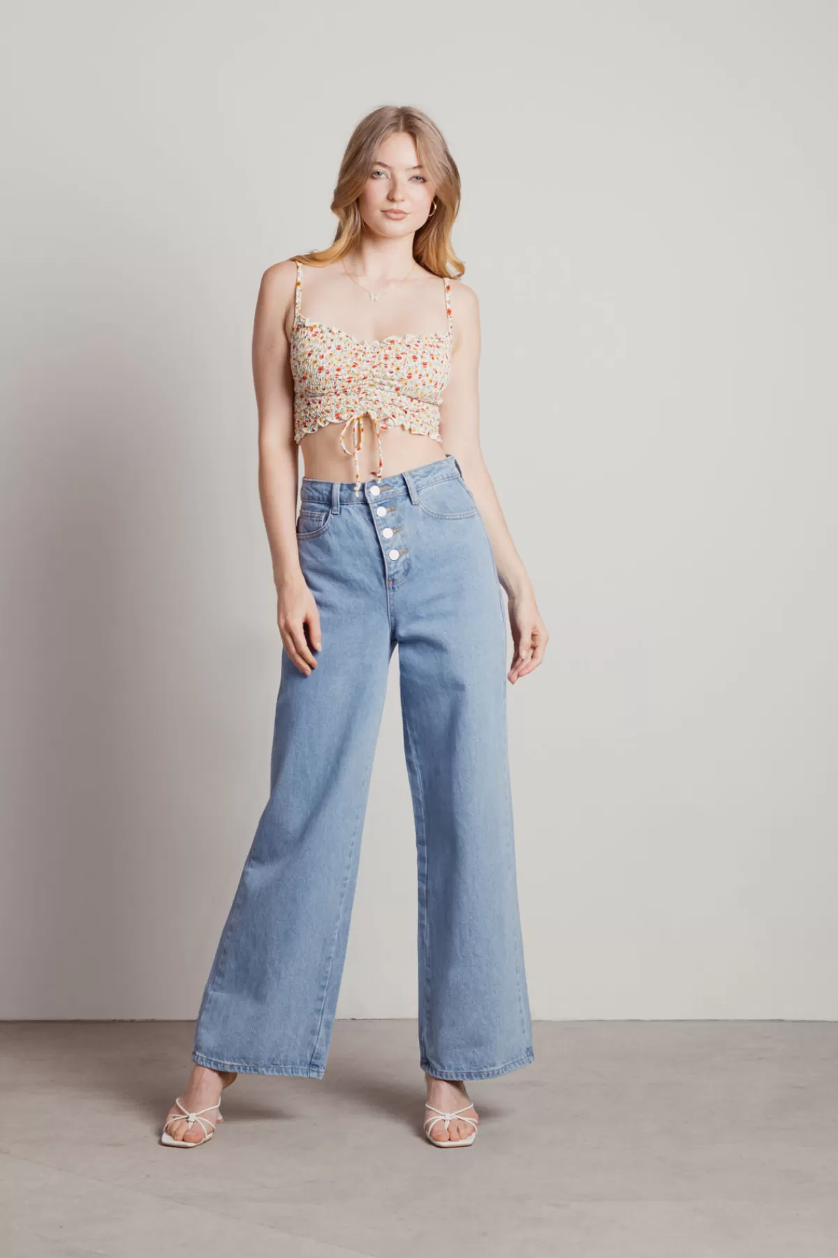 Tobi Flower Power Crop Top - Sage* Resort Wear | Crop Tops