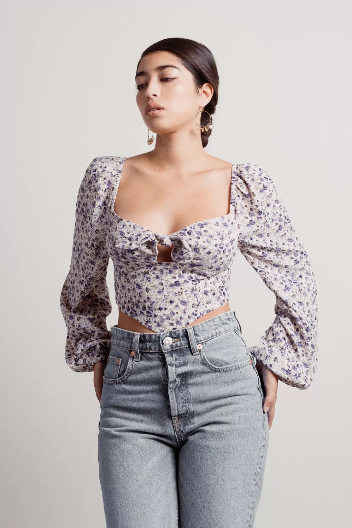 Tobi Geranium Corset Top - * Valentines Day Outfits | Long Sleeve Tops