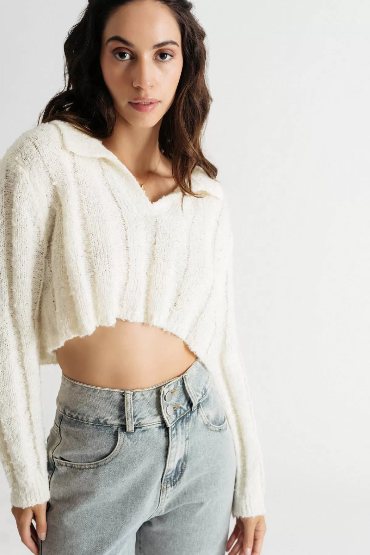 Tobi Gimme More Collared Sweater - Cream* Holiday Gift Guide | Long Sleeve Tops