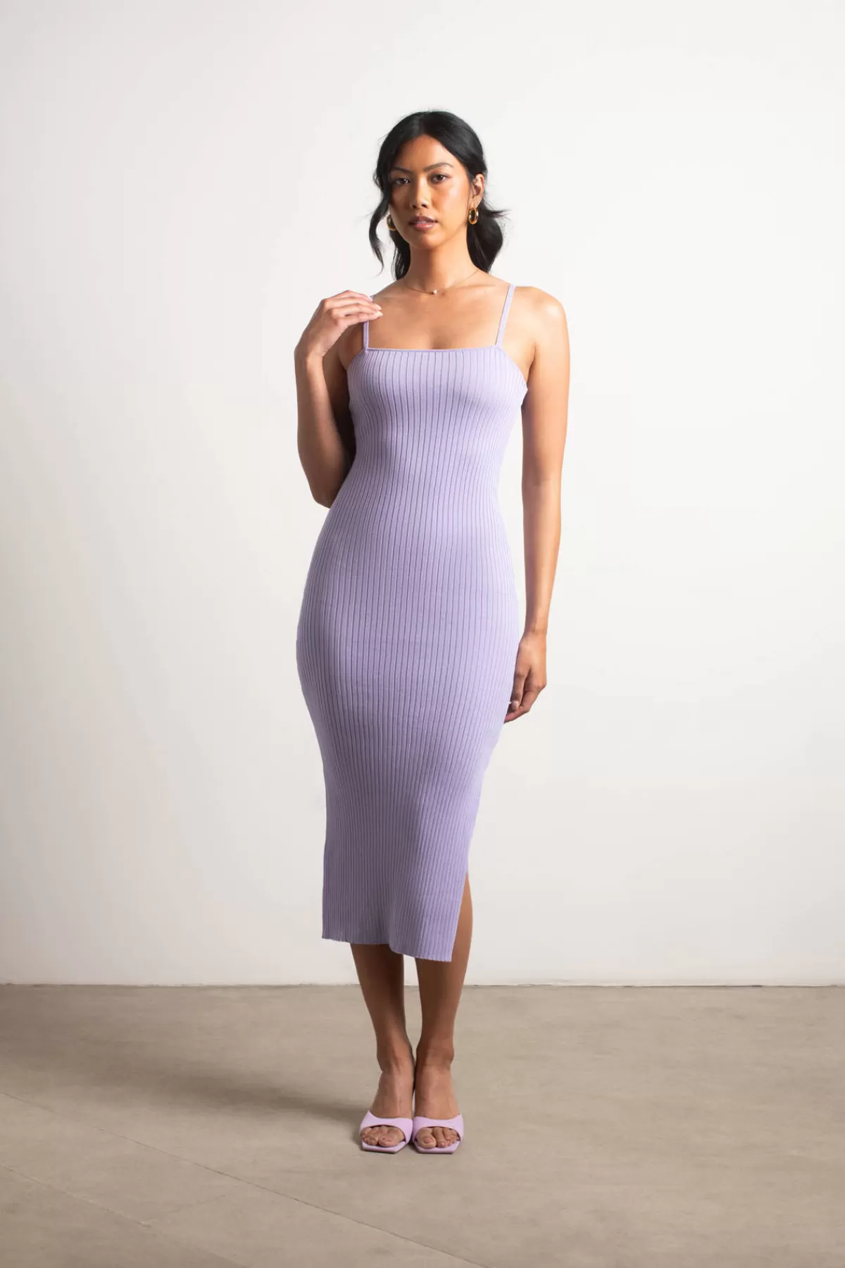 Tobi Go Figure Ribbed Cami Midi Dress - Purple* Casual Wedding Guest Dresses | Beach Wedding Guest Dresses