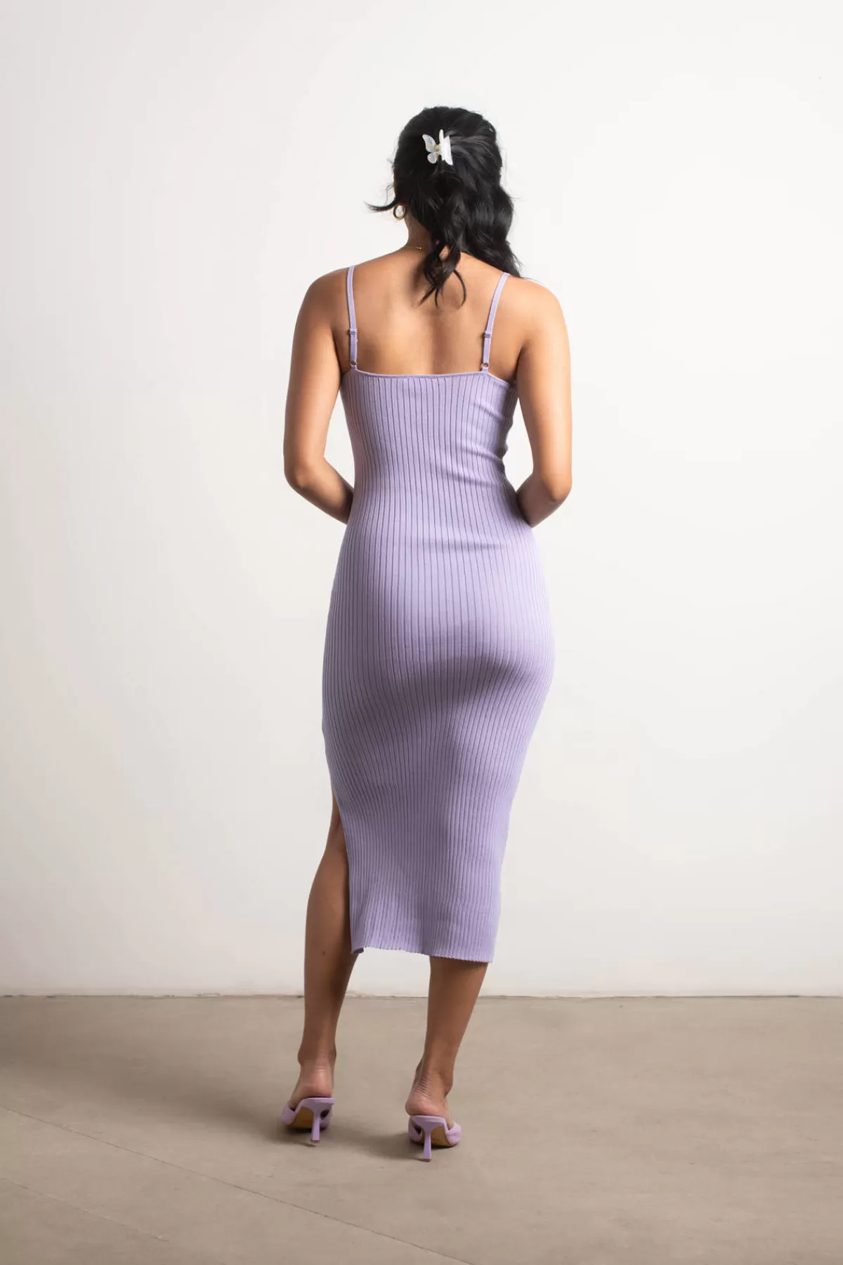 Tobi Go Figure Ribbed Cami Midi Dress - Purple* Casual Wedding Guest Dresses | Beach Wedding Guest Dresses