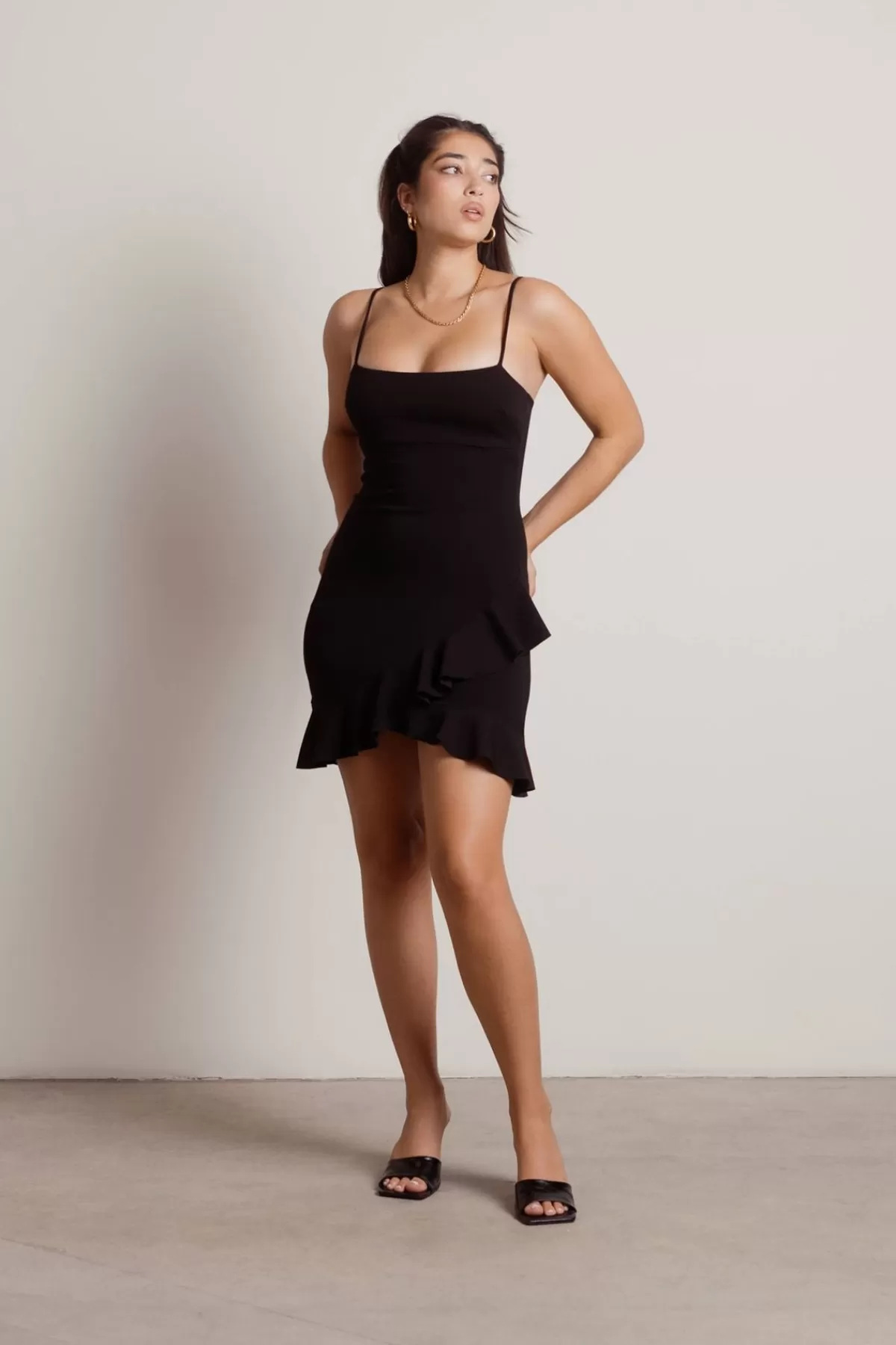 Tobi Grad Day Square Neck Cami Mini Dress - Black* Honeymoon Outfits | Rehearsal Dinner Dresses