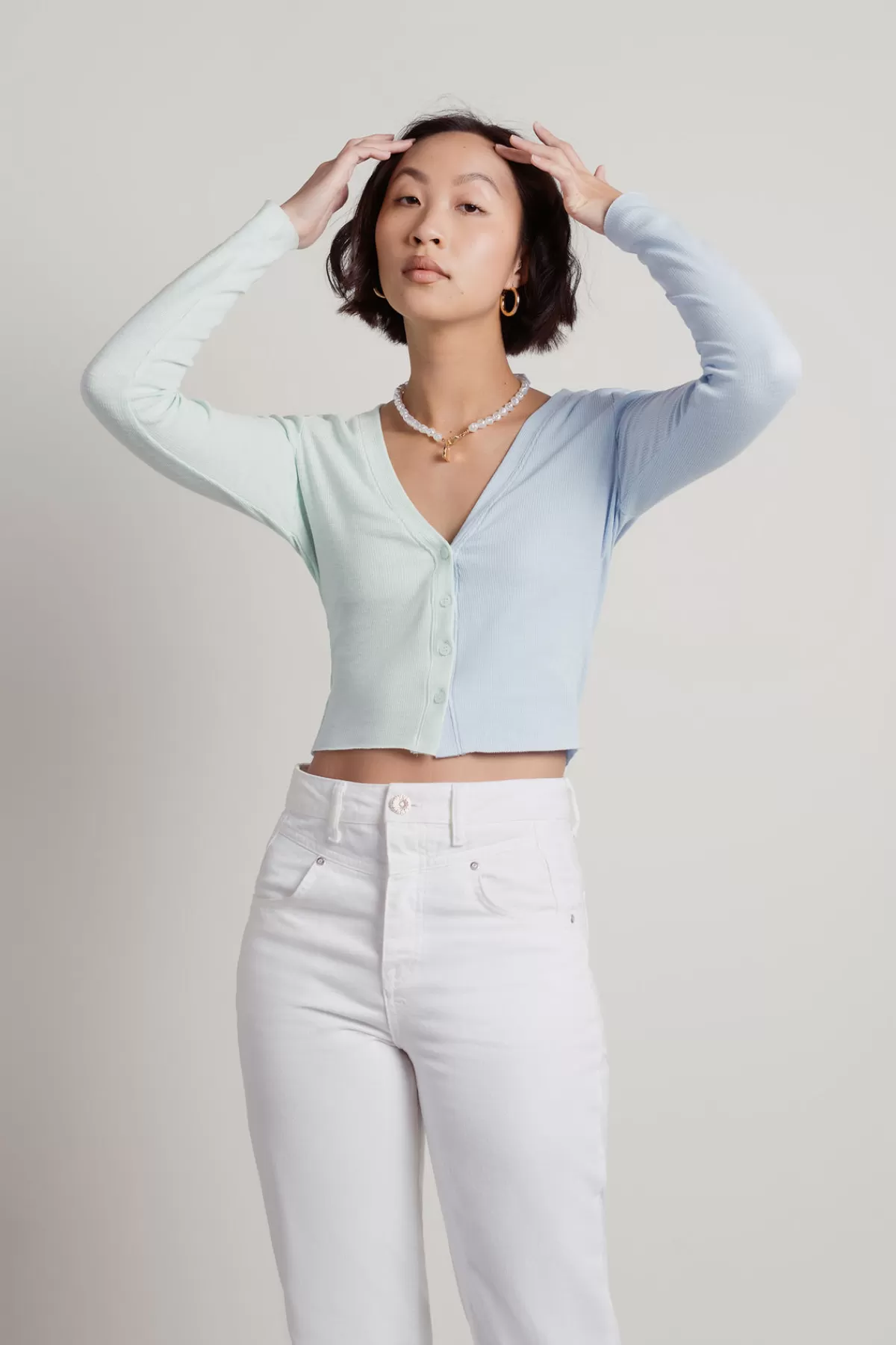 Tobi Half And Half Crop Cardigan - * Long Sleeve Tops | Crop Tops