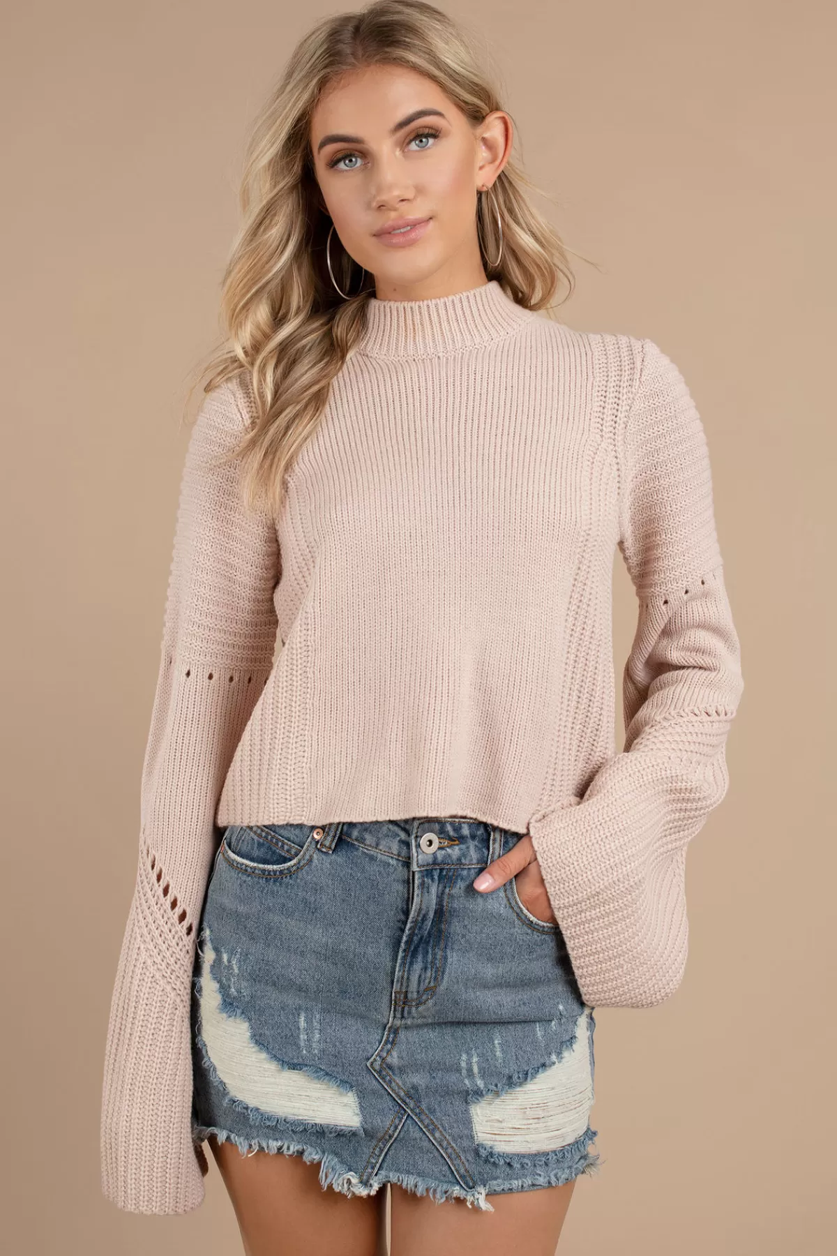 Tobi Handle With Flare Turtleneck Sweater - Rose* Pink Tops | Long Sleeve Tops