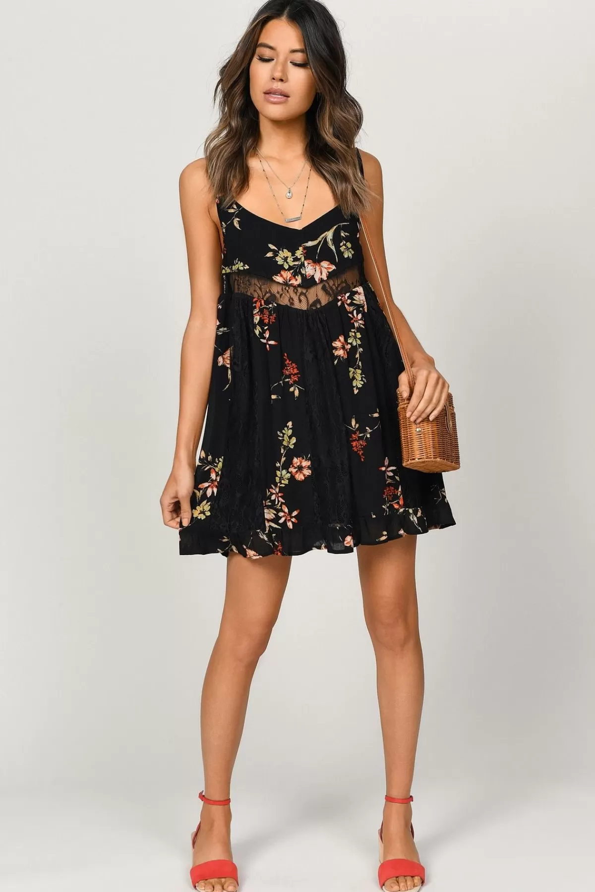 Tobi Hannah Black Floral Print Dress* Bump Friendly Dresses | Resort Wear