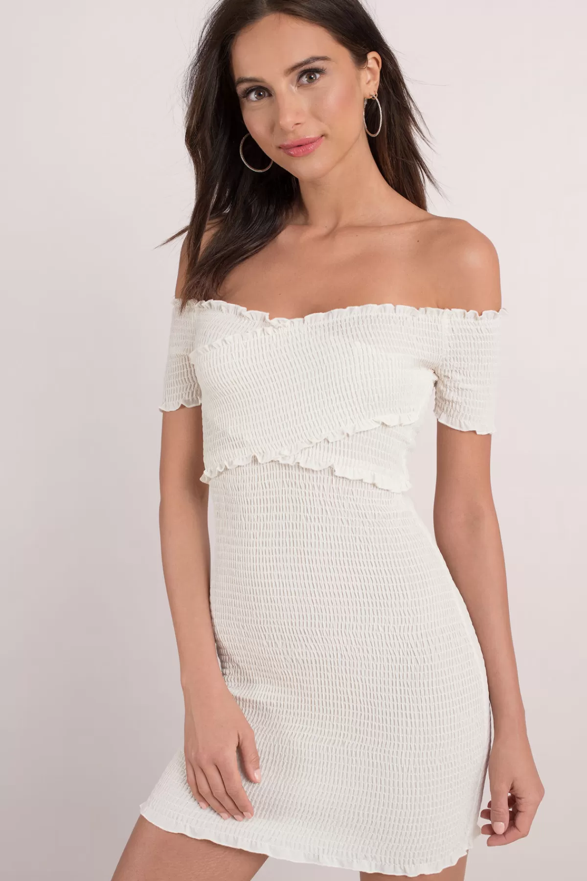 Tobi Harlow Off The Shoulder Smocked Mini Dress - * Bridal Shower Dresses | Valentines Day Outfits