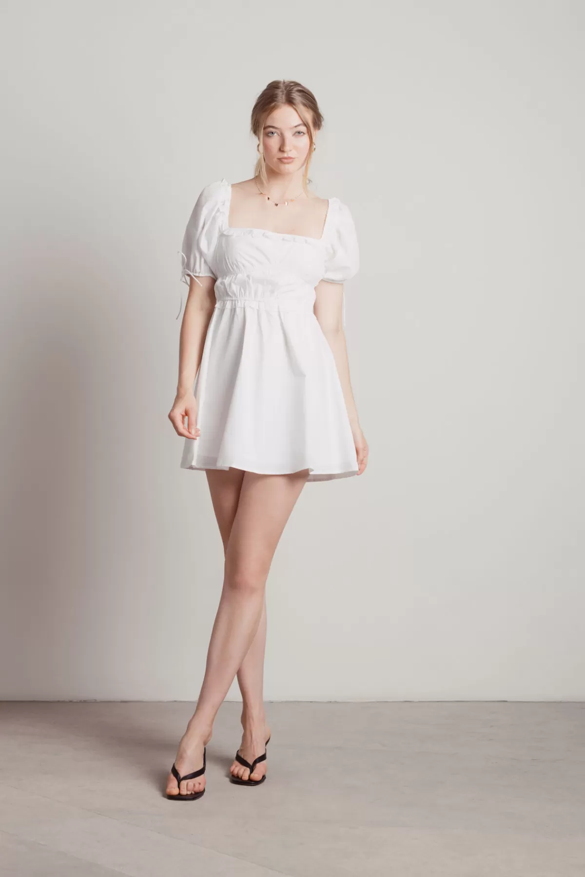 Tobi Heavenly Puff Sleeve Skater Mini Dress - * Honeymoon Outfits | Casual Wedding Dresses